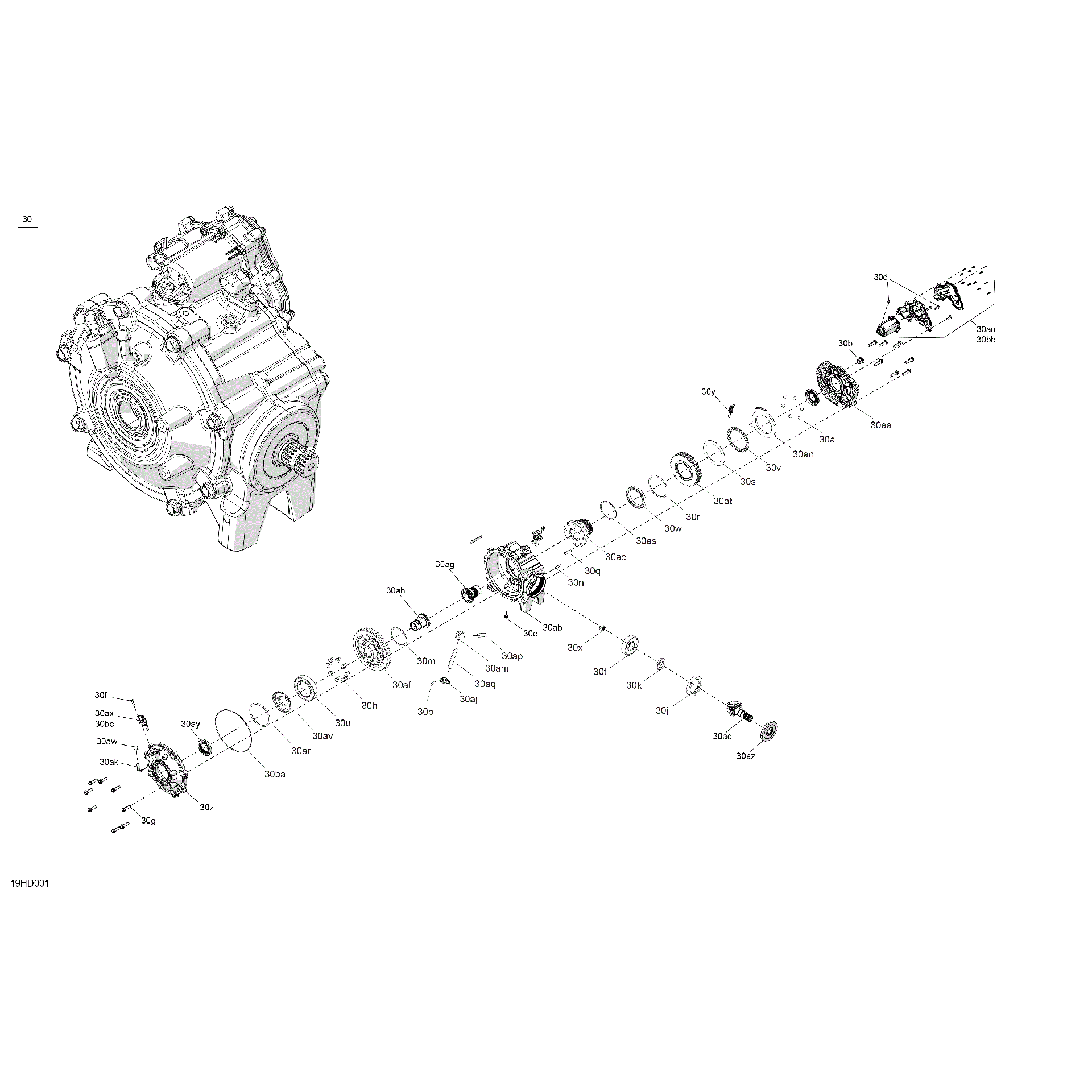 An Image of a Genuine Can-Am Parts Schematic Diagram showing the schematic - DRIVE - FRONT - DIFFERENTIAL PARTS