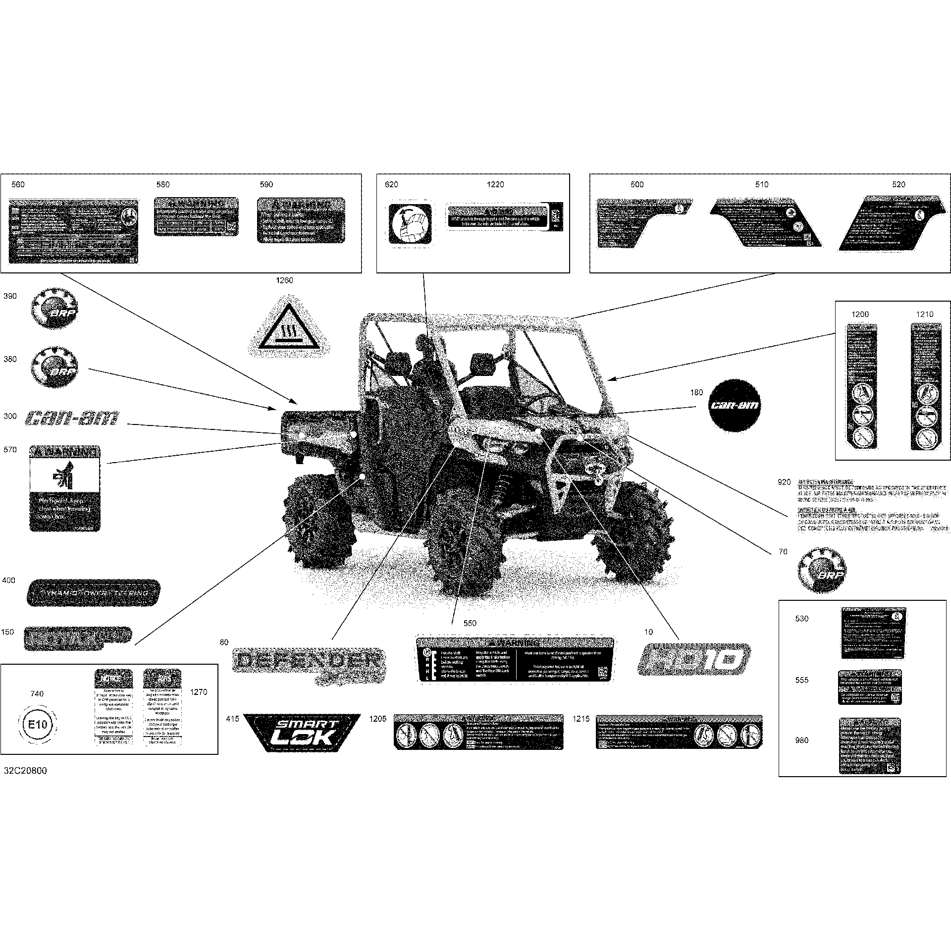 An Image of a Genuine Can-Am Parts Schematic Diagram showing the schematic - DECALS - X MR