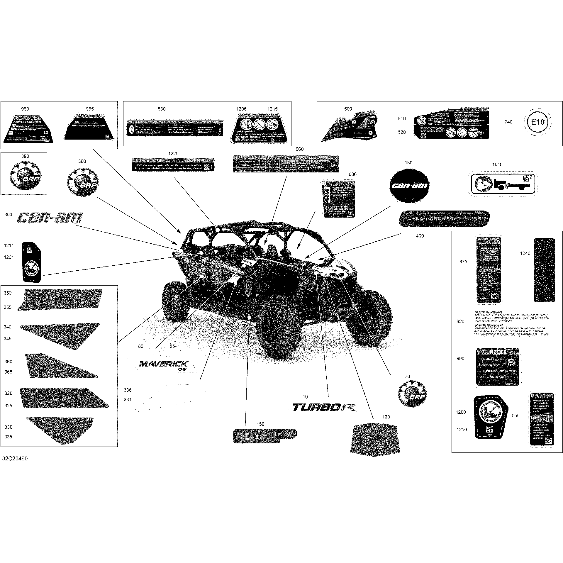 An Image of a Genuine Can-Am Parts Schematic Diagram showing the schematic - DECALS - STD