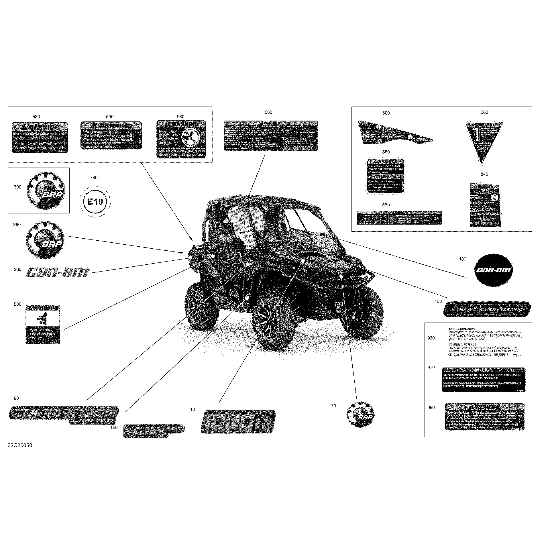 An Image of a Genuine Can-Am Parts Schematic Diagram showing the schematic - DECALS - LTD