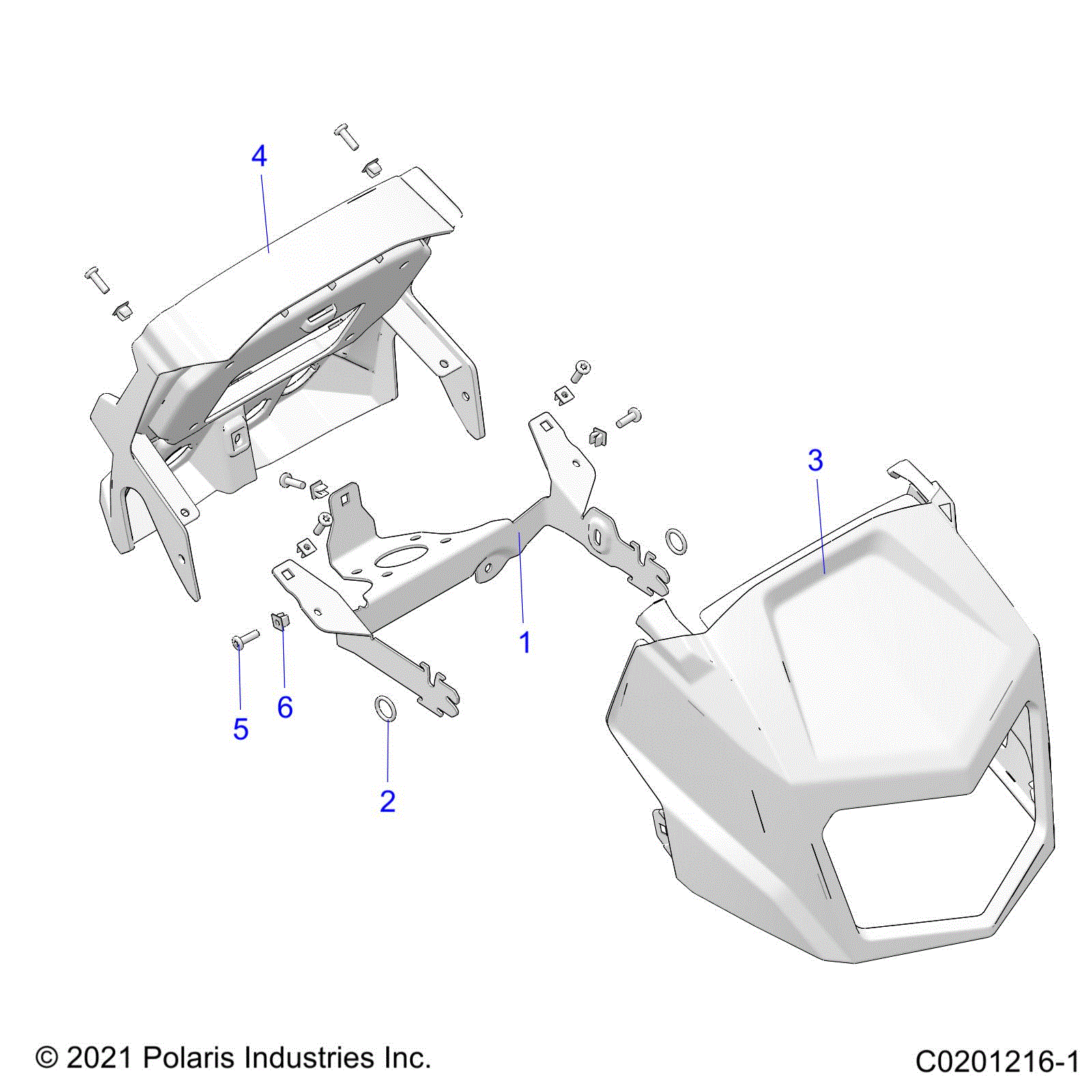 An Image of a Genuine Polaris Parts Schematic Diagram showing the schematic - BODY: HEADLIGHT POD - 2025 POLARIS SPORTSMAN XP 1000 HUNTER EDITION