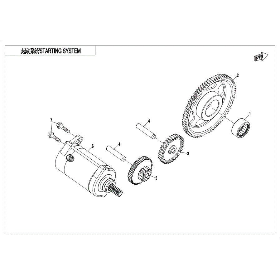 An Image of a Genuine CFMOTO Parts Schematic Diagram showing the schematic - STARTING SYSTEM - 2019 CFMOTO UFORCE 800