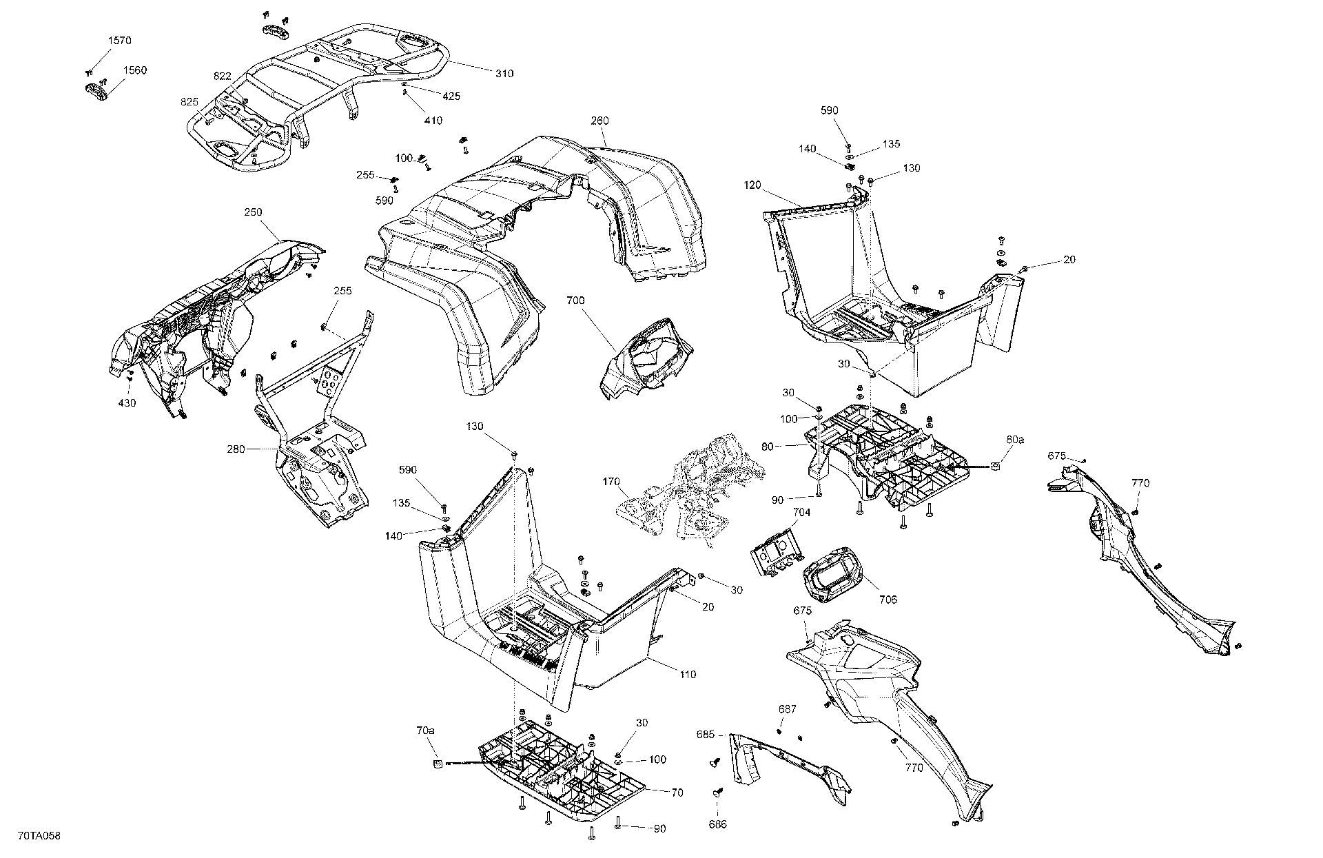 An Image of a Genuine Can-Am Parts Schematic Diagram showing the schematic - BODY - FRONT SECTION