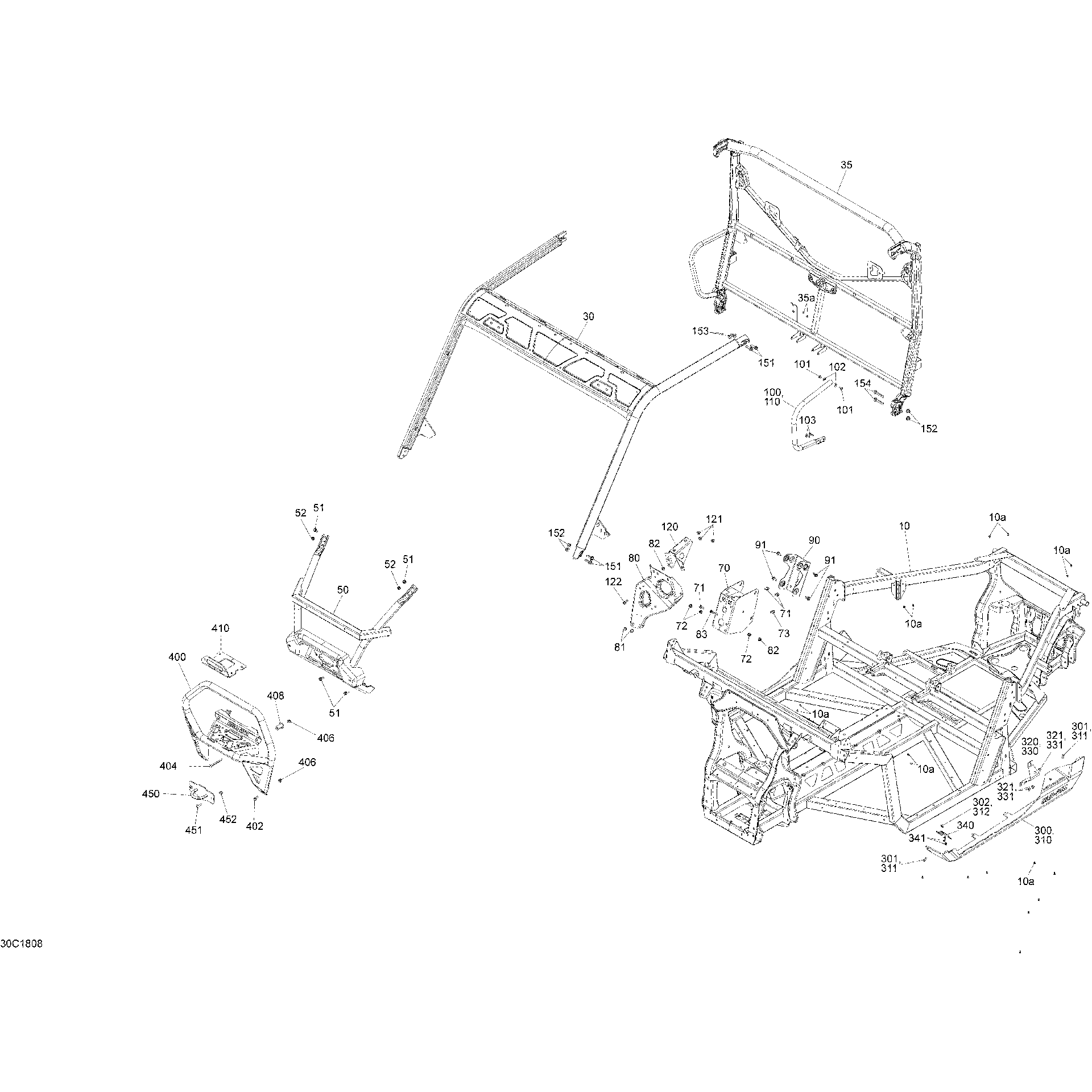 An Image of a Genuine Can-Am Parts Schematic Diagram showing the schematic - FRAME DEFENDER PACKAGE X MR