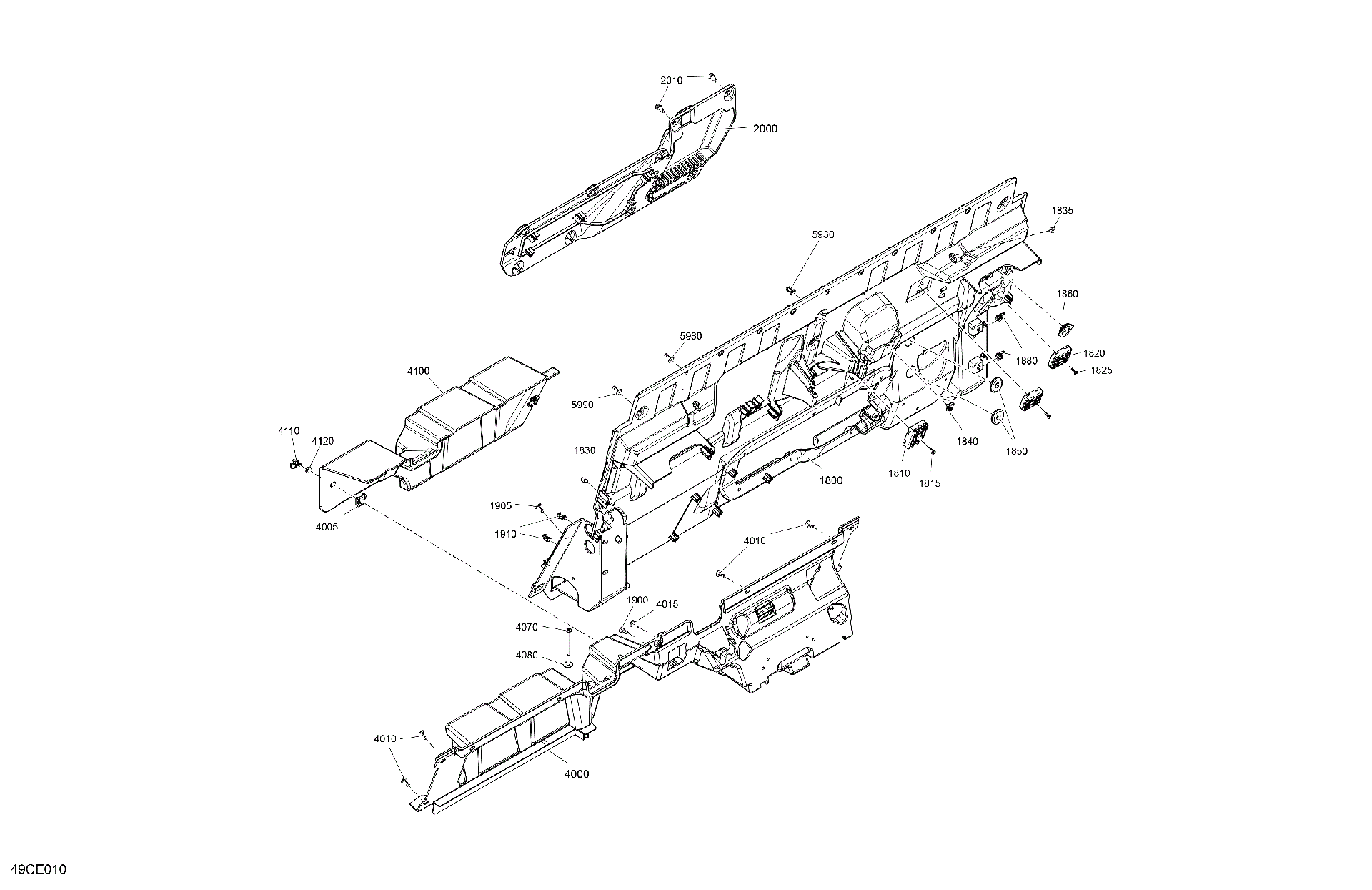 An Image of a Genuine Can-Am Parts Schematic Diagram showing the schematic - CAB INTERIOR - BACK WALL