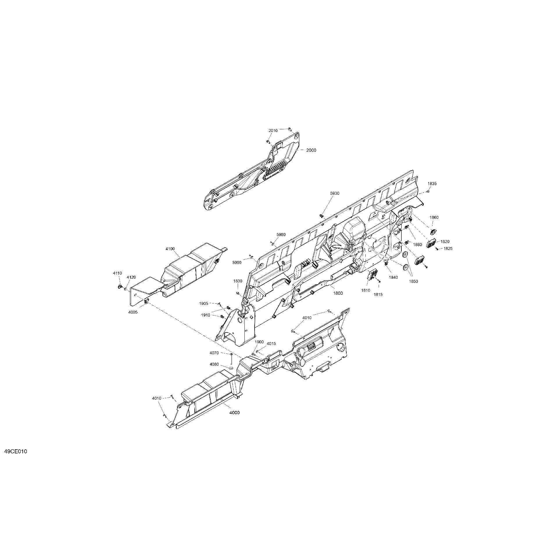 An Image of a Genuine Can-Am Parts Schematic Diagram showing the schematic - CAB INTERIOR - BACK WALL