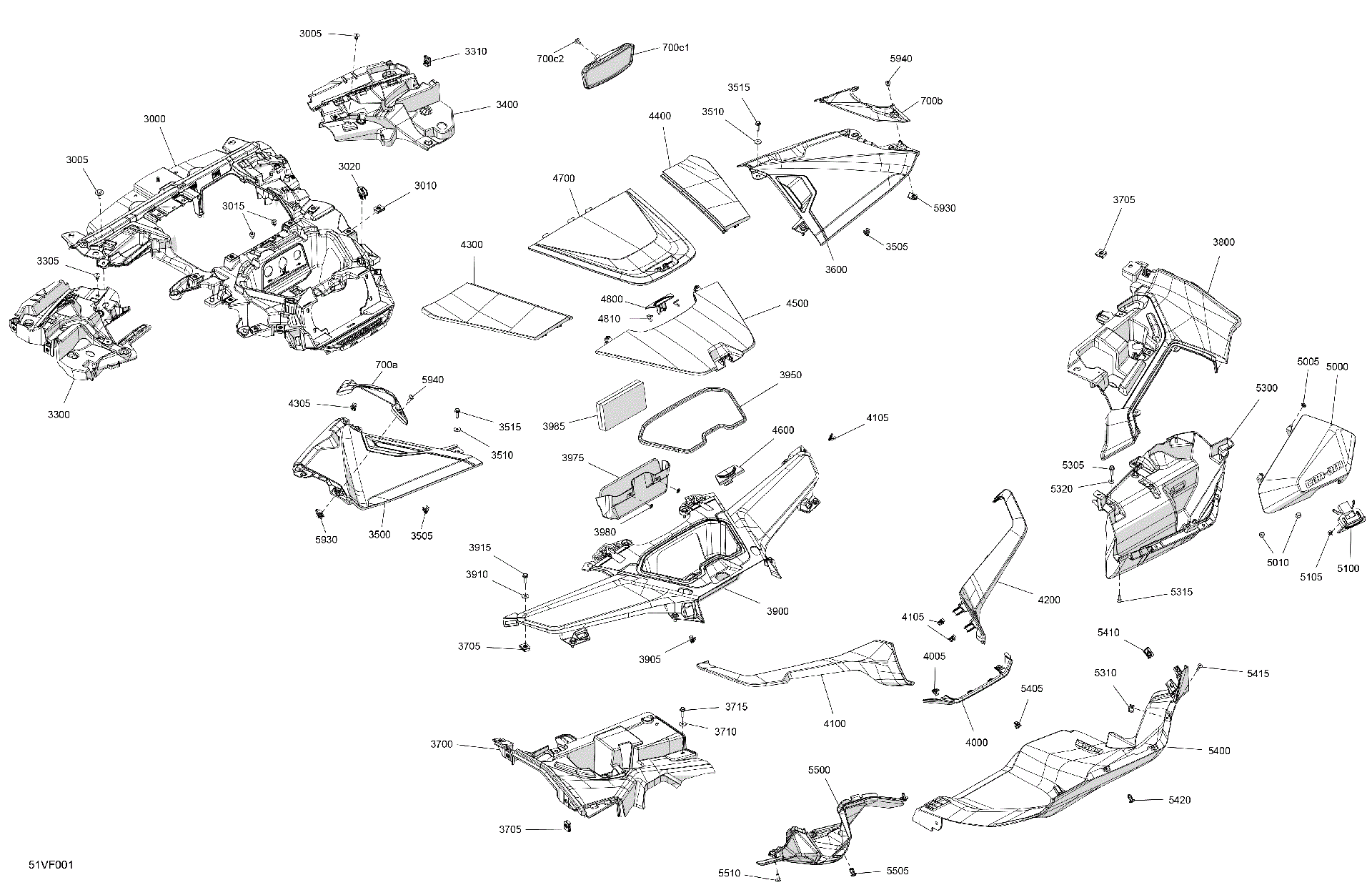 An Image of a Genuine Can-Am Parts Schematic Diagram showing the schematic - CAB INTERIOR - DASHBOARD