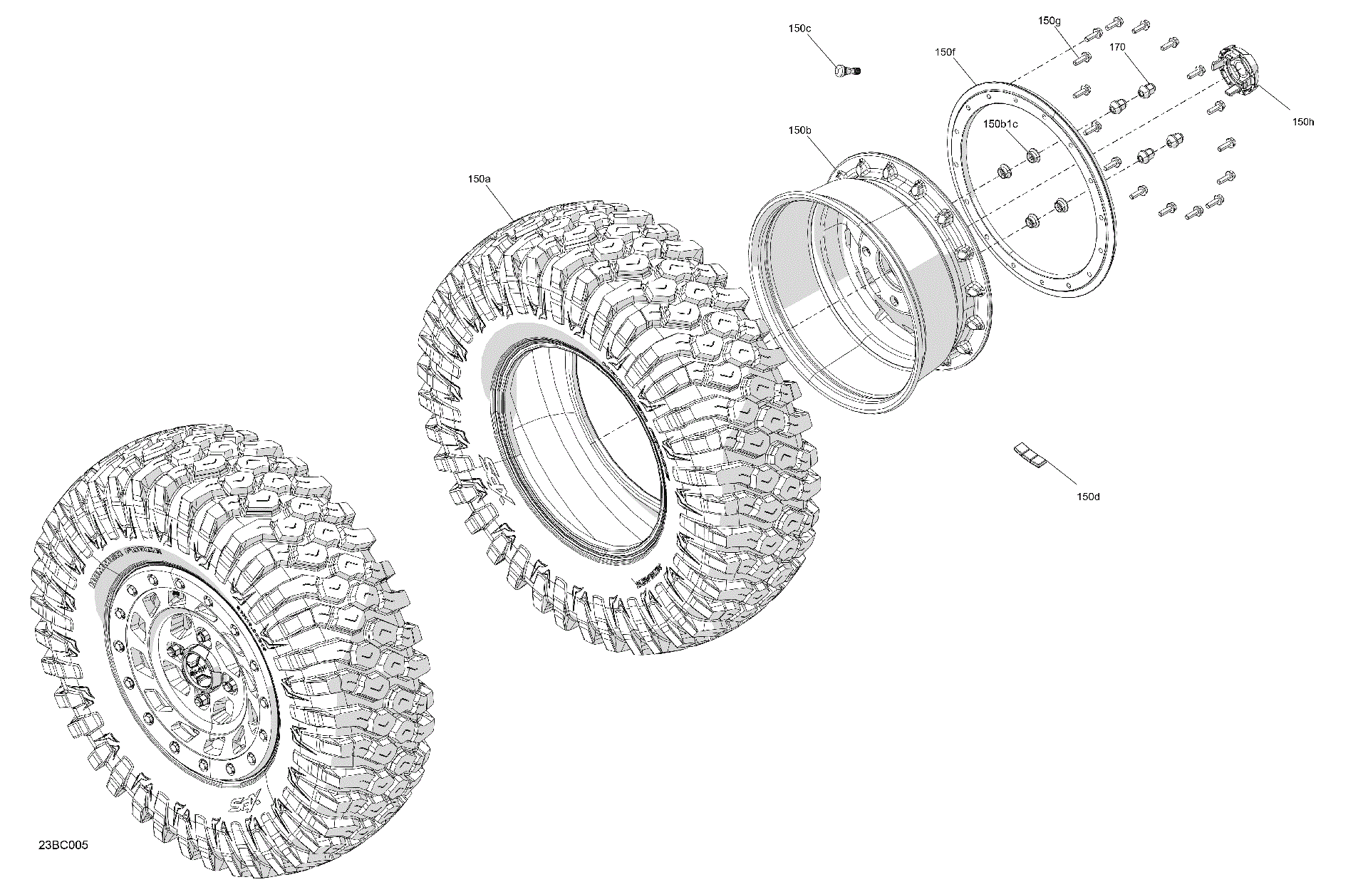 An Image of a Genuine Can-Am Parts Schematic Diagram showing the schematic - DRIVE - REAR WHEELS