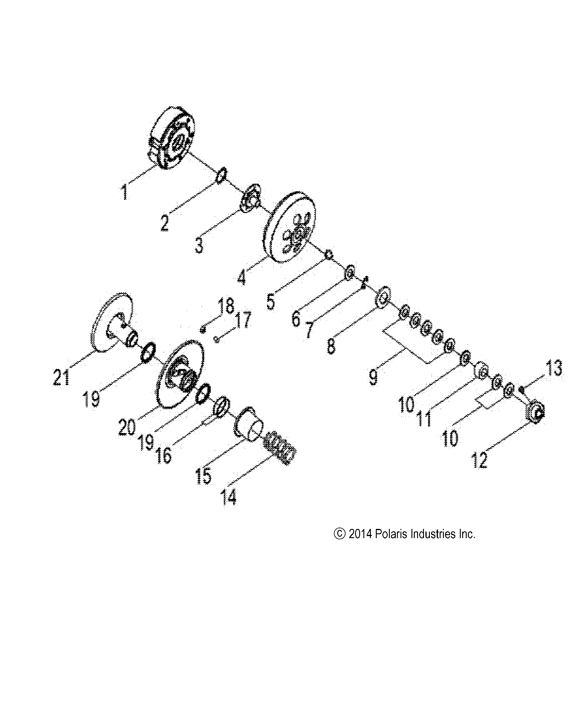 An Image of a Genuine Polaris Parts Schematic Diagram showing the schematic - DRIVE TRAIN: SECONDARY CLUTCH - 2026 POLARIS PHOENIX 200