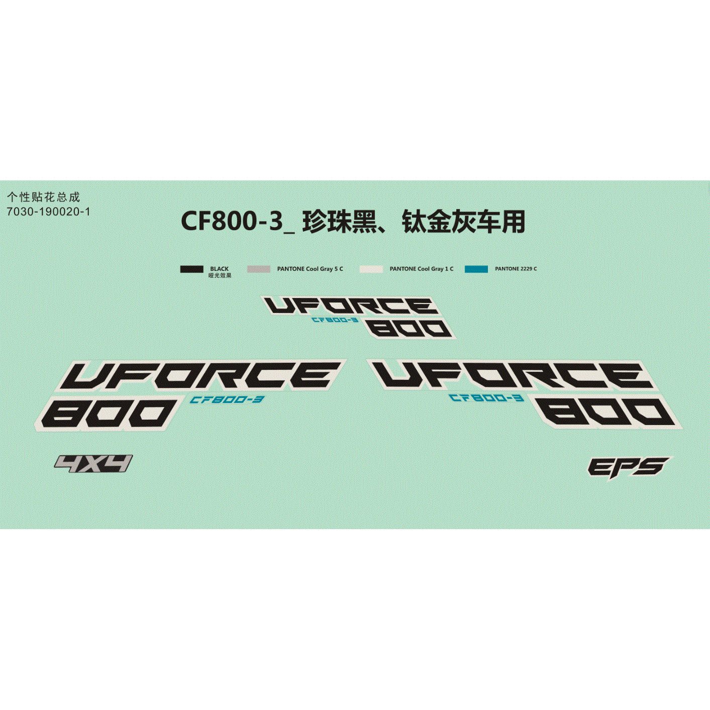 An Image of a Genuine CFMOTO Parts Schematic Diagram showing the schematic - DECAL (USA) - 2018 CFMOTO UFORCE 800