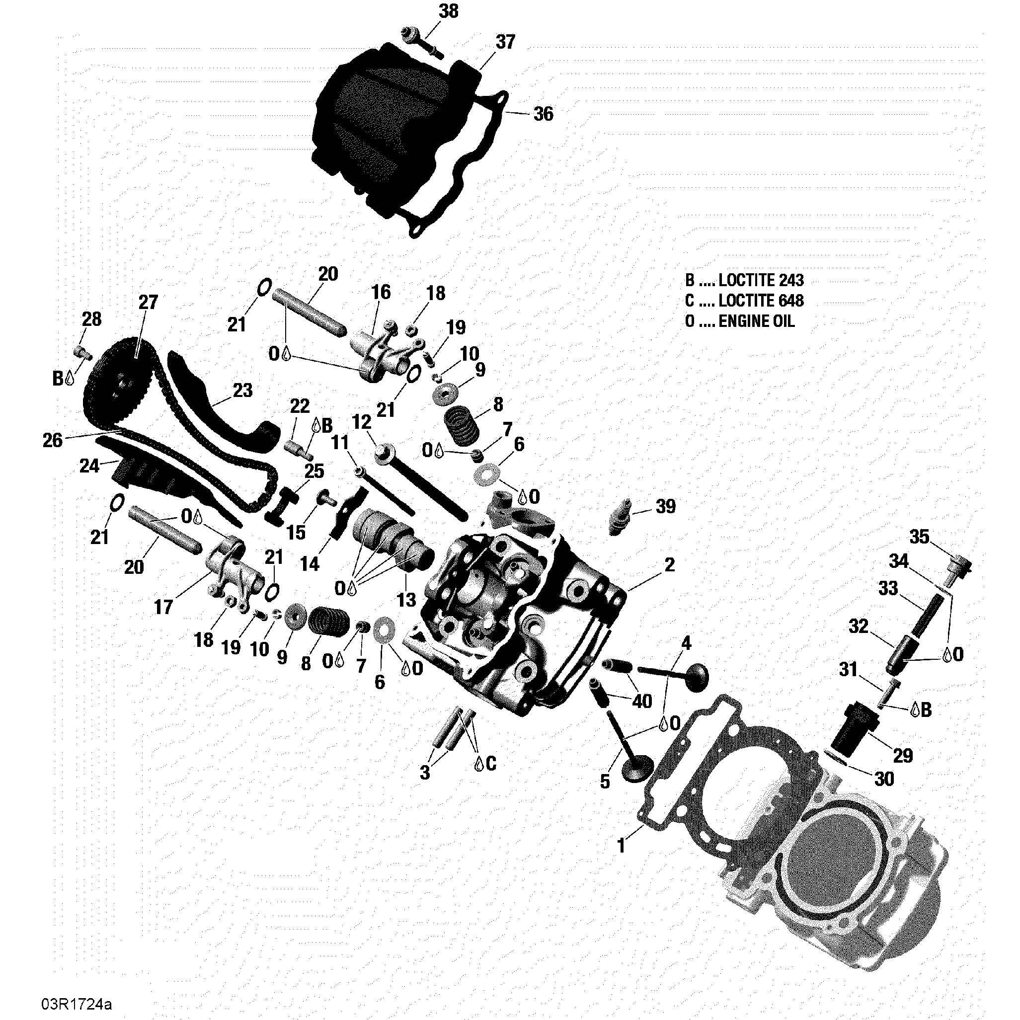 An Image of a Genuine Can-Am Parts Schematic Diagram showing the schematic - CYLINDER HEAD FRONT - HD10