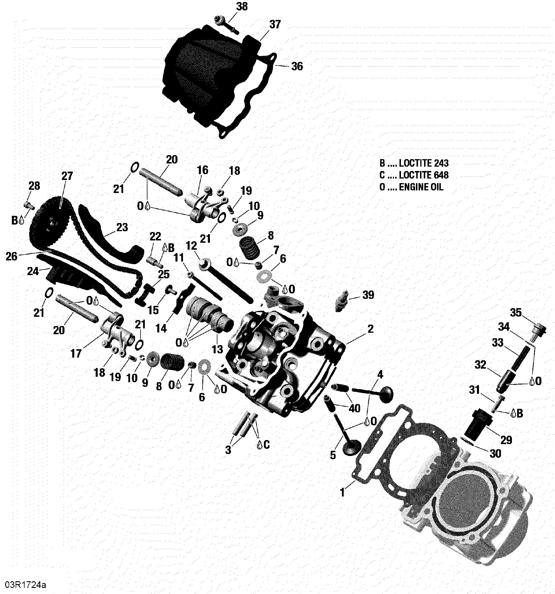 An Image of a Genuine Can-Am Parts Schematic Diagram showing the schematic - CYLINDER HEAD FRONT - HD10