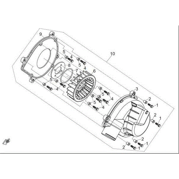 An Image of a Genuine CFMOTO Parts Schematic Diagram showing the schematic - COOLING FAN - 2015 CFMOTO ZFORCE 800 EX