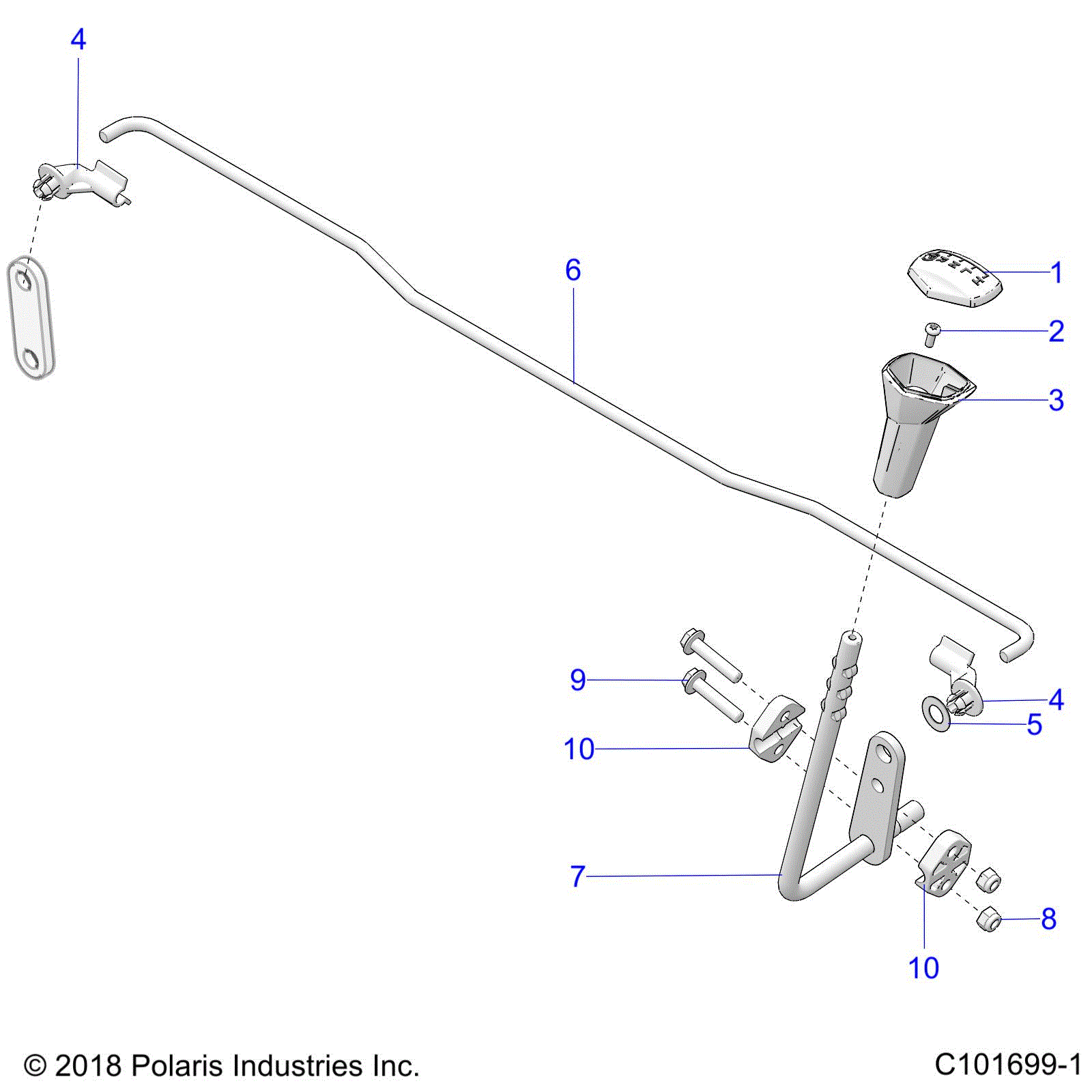 An Image of a Genuine Polaris Parts Schematic Diagram showing the schematic - DRIVE TRAIN: GEAR SELECTOR - 2020 POLARIS SPORTSMAN 570 UTILITY