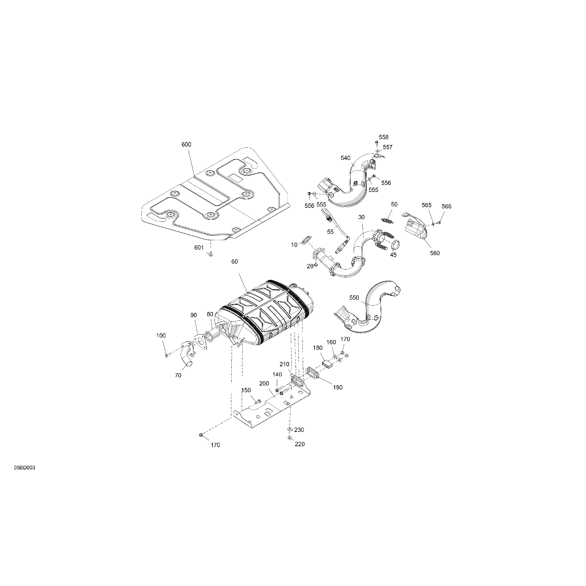 An Image of a Genuine Can-Am Parts Schematic Diagram showing the schematic - ENGINE - EXHAUST