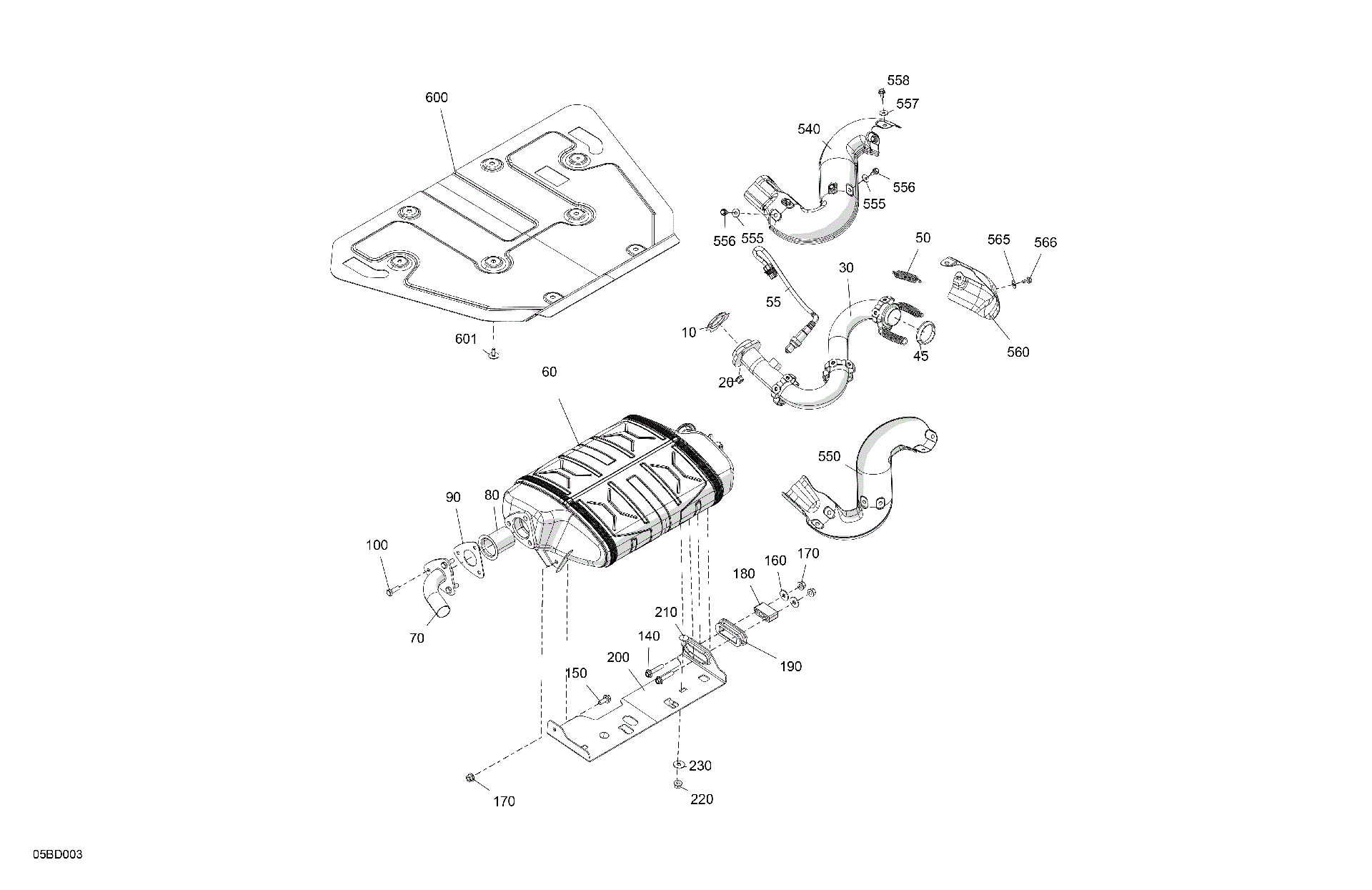 An Image of a Genuine Can-Am Parts Schematic Diagram showing the schematic - ENGINE - EXHAUST