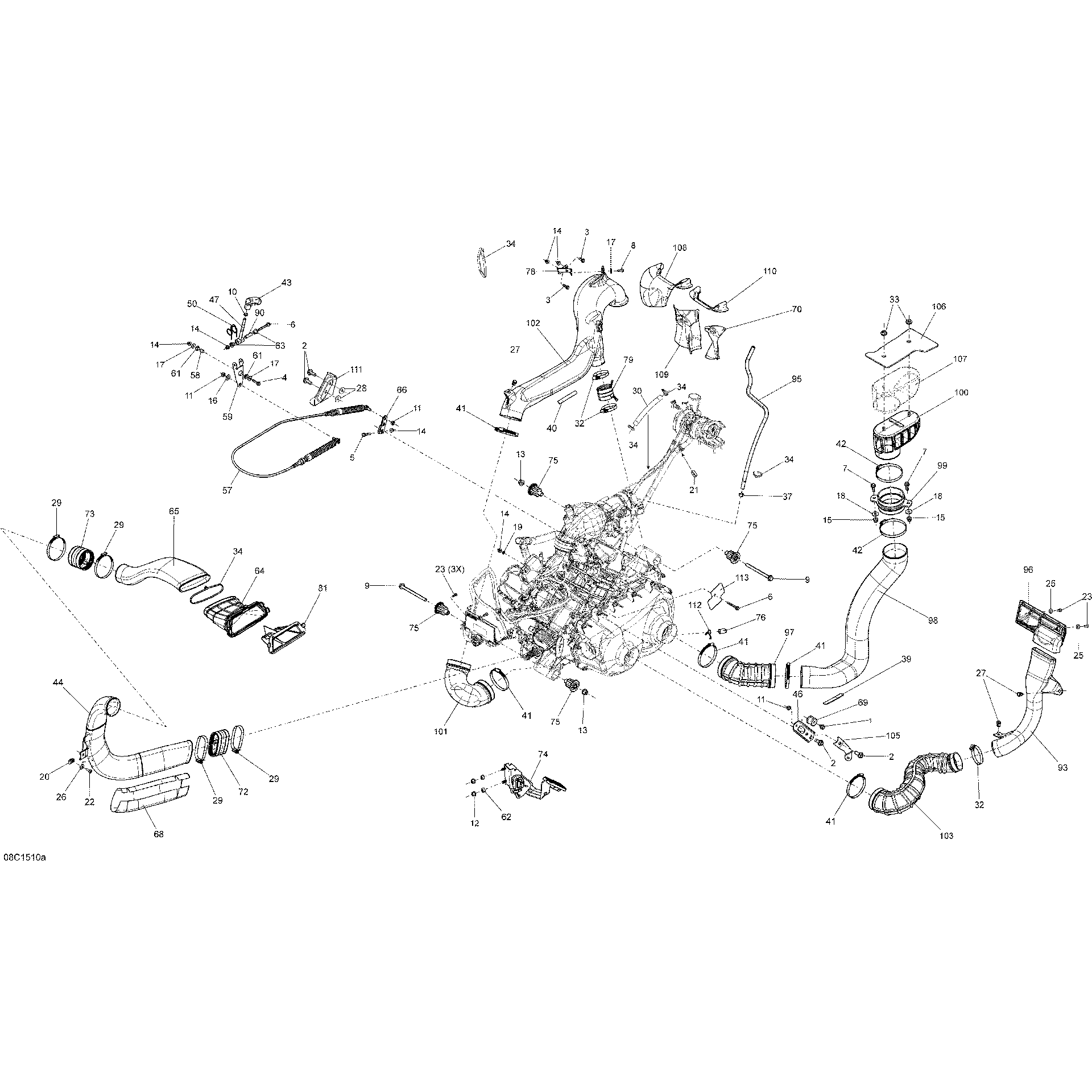 An Image of a Genuine Can-Am Parts Schematic Diagram showing the schematic - ENGINE _TURBO_08C1510A