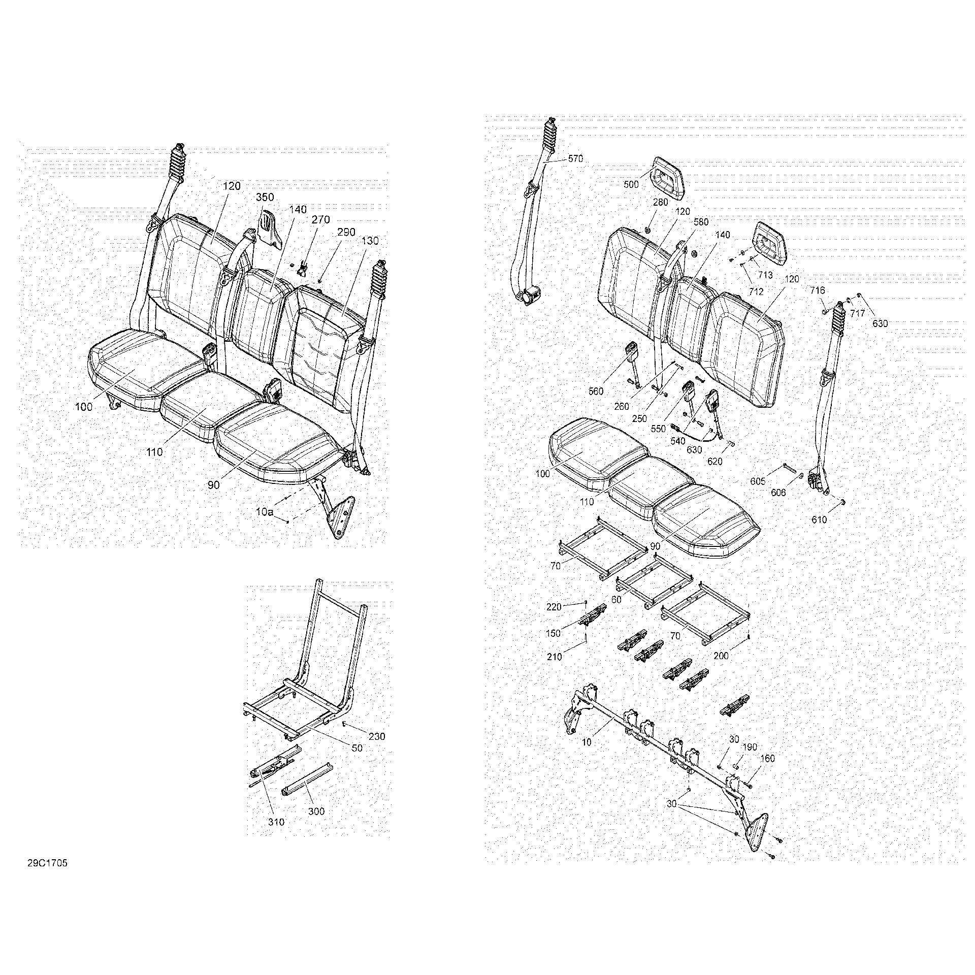 An Image of a Genuine Can-Am Parts Schematic Diagram showing the schematic - SEAT - ALL MODELS