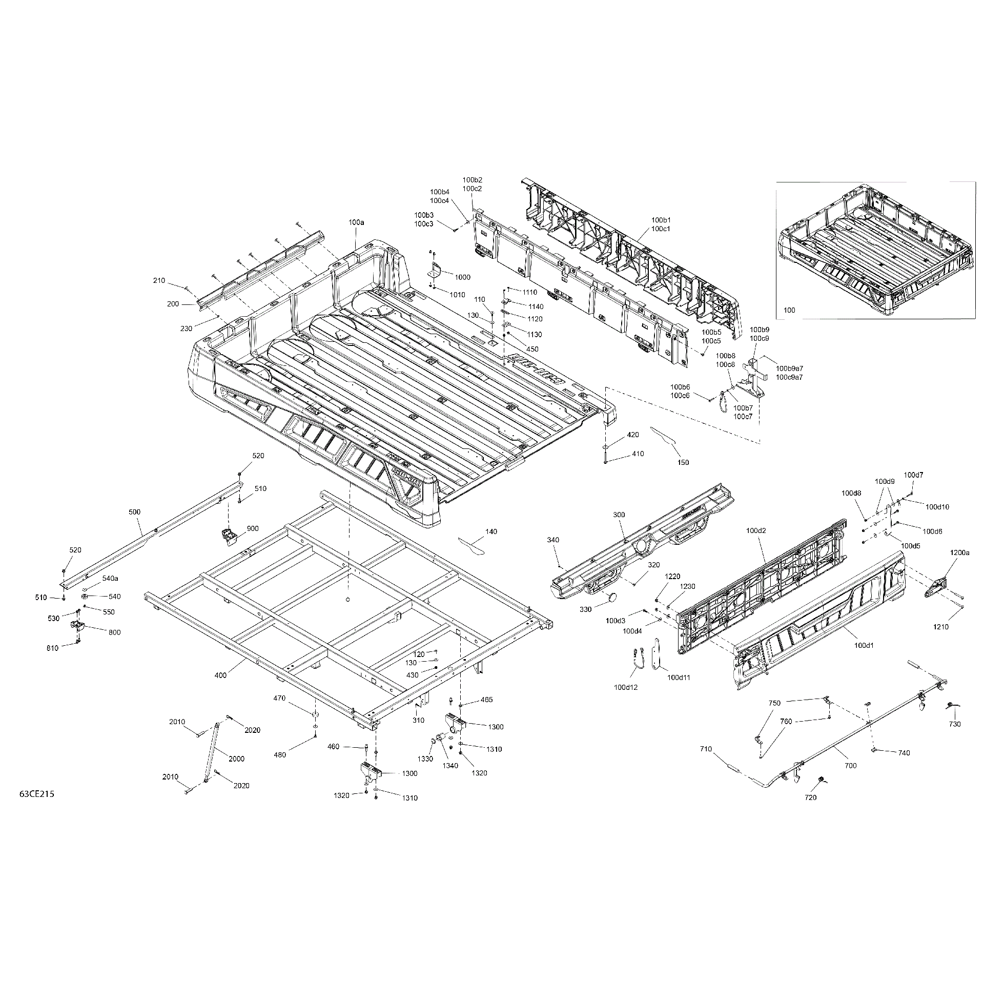 An Image of a Genuine Can-Am Parts Schematic Diagram showing the schematic - BODY - CARGO
