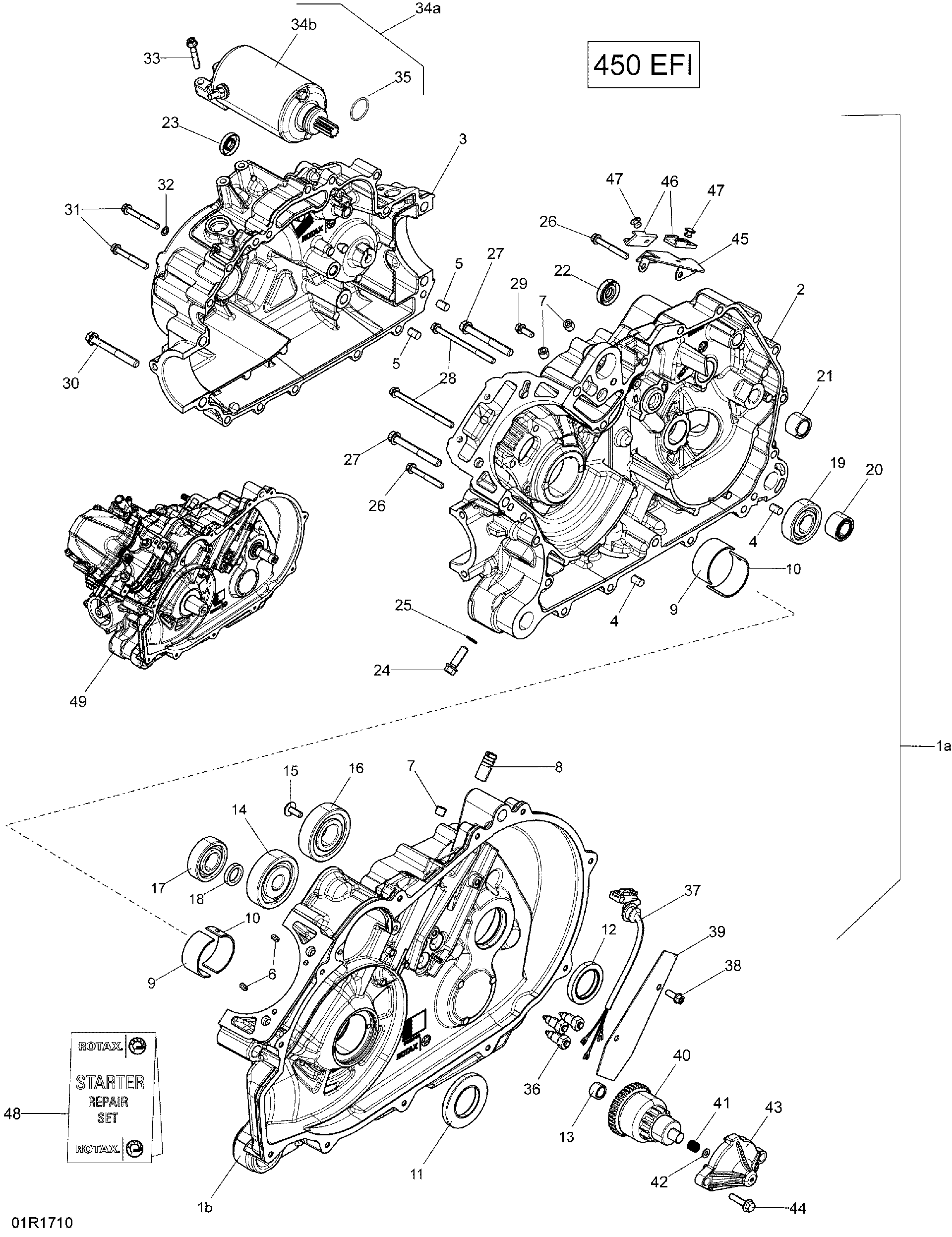 An Image of a Genuine Can-Am Parts Schematic Diagram showing the schematic - ROTAX - CRANKCASE