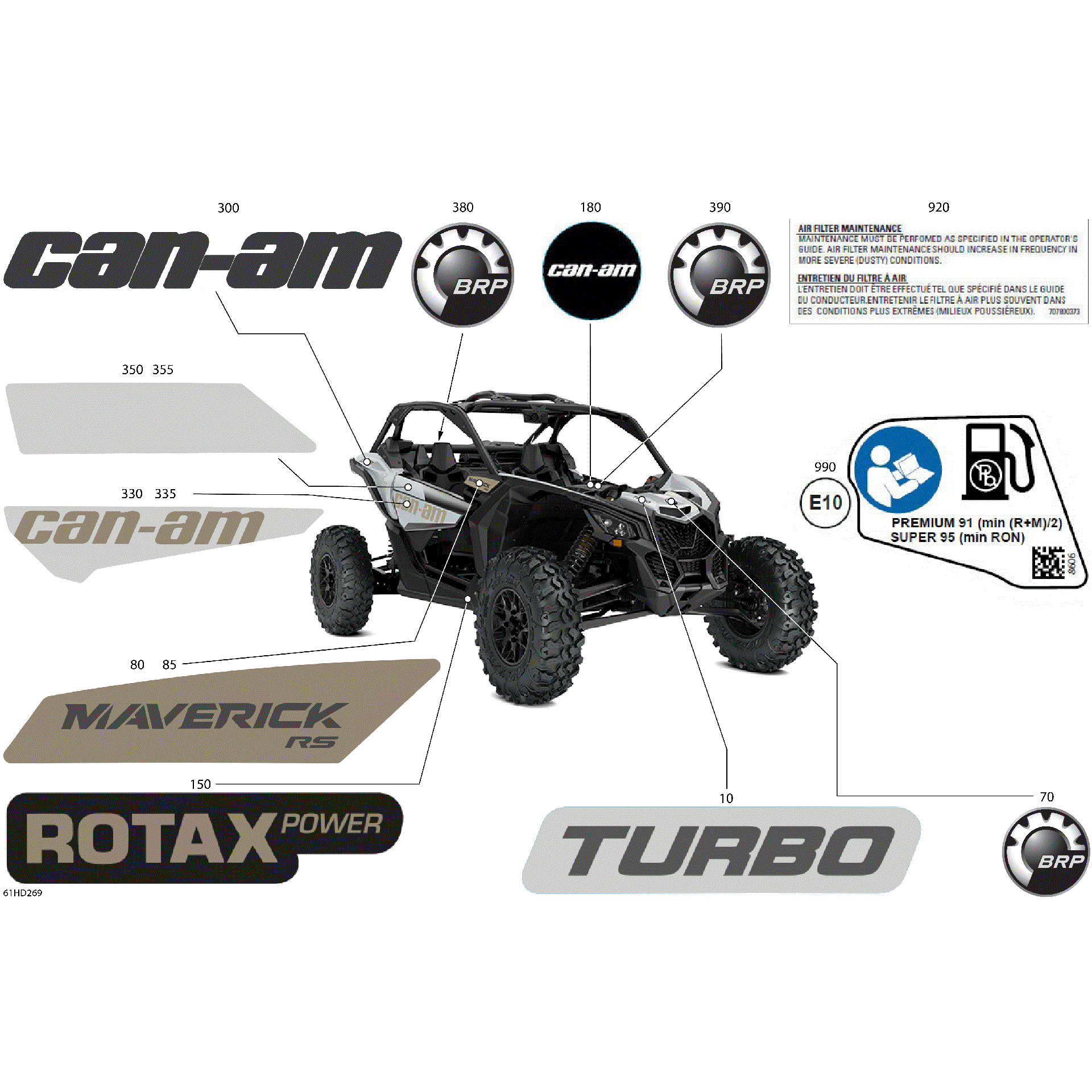 An Image of a Genuine Can-Am Parts Schematic Diagram showing the schematic - BODY - DECALS