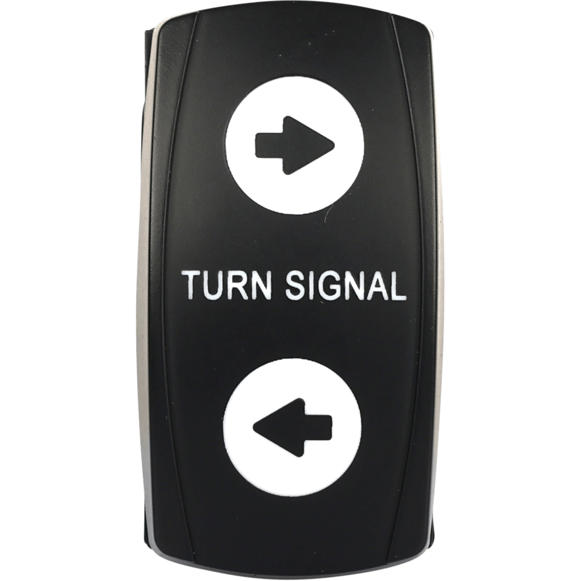 The Turn Signal Switch Standard by Open Trail is a black rectangular button labeled TURN SIGNAL, with right and left arrows and LED indicators for visibility, providing an economical upgrade for vehicle turn signals.