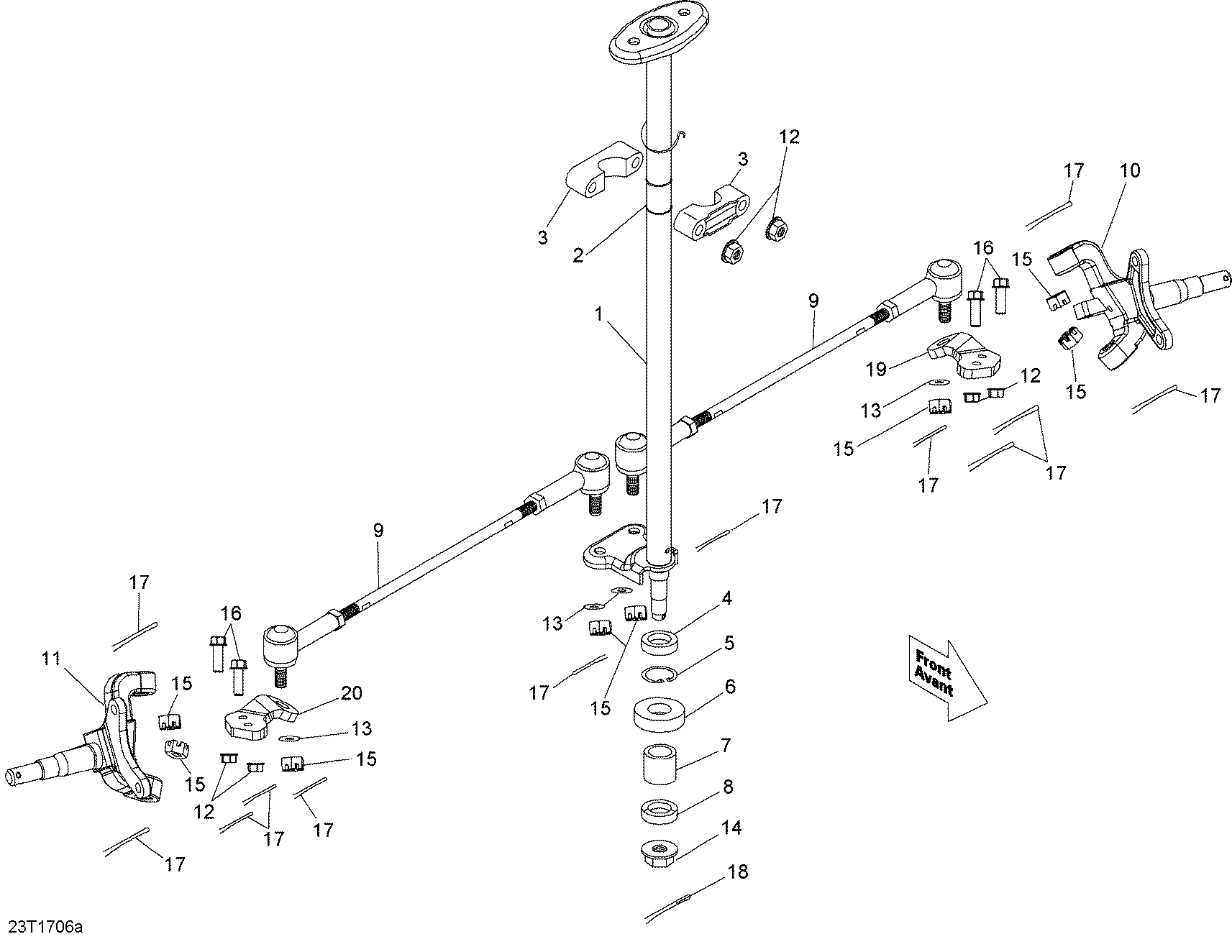 An Image of a Genuine Can-Am Parts Schematic Diagram showing the schematic - STEERING