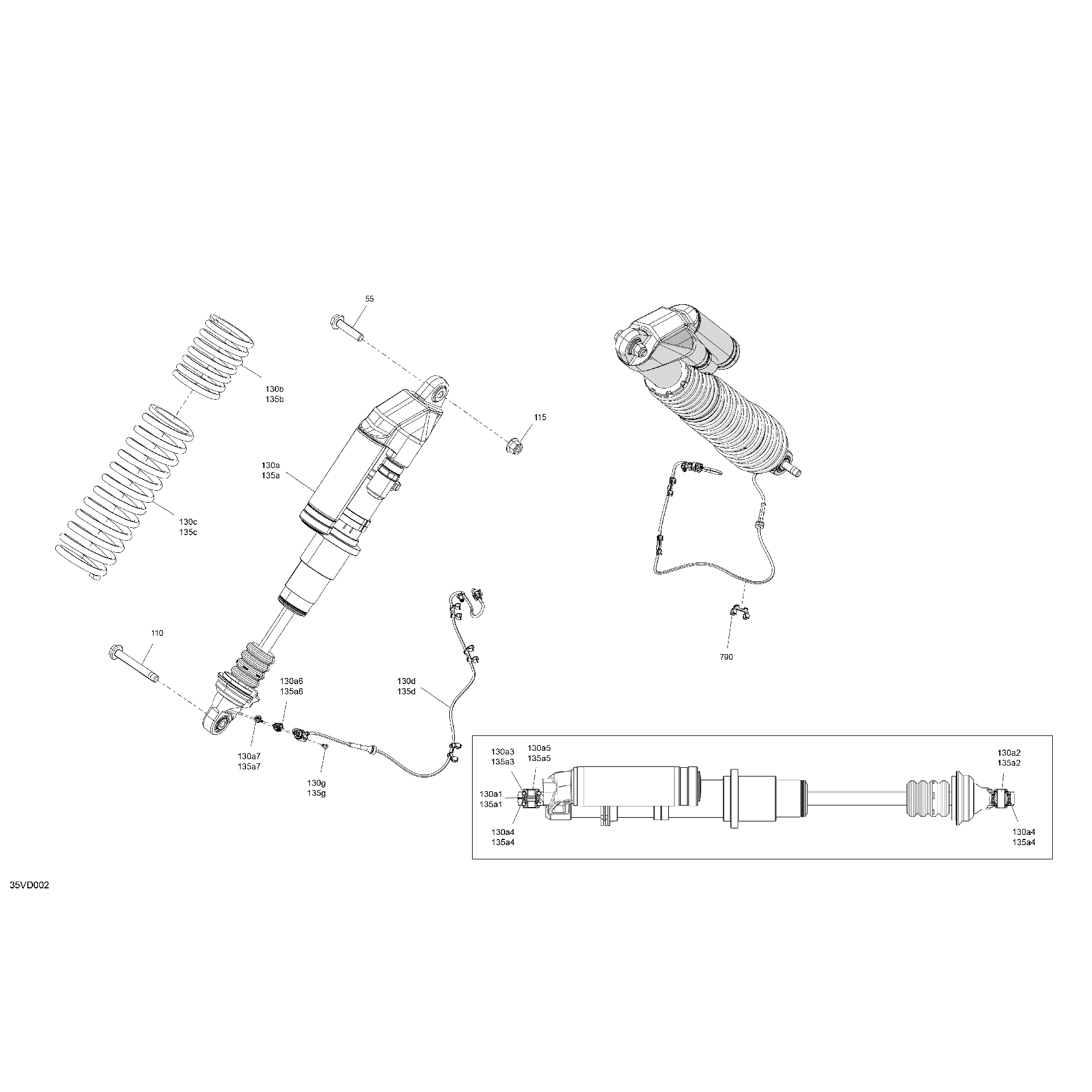 An Image of a Genuine Can-Am Parts Schematic Diagram showing the schematic - SUSPENSION - FRONT SHOCKS