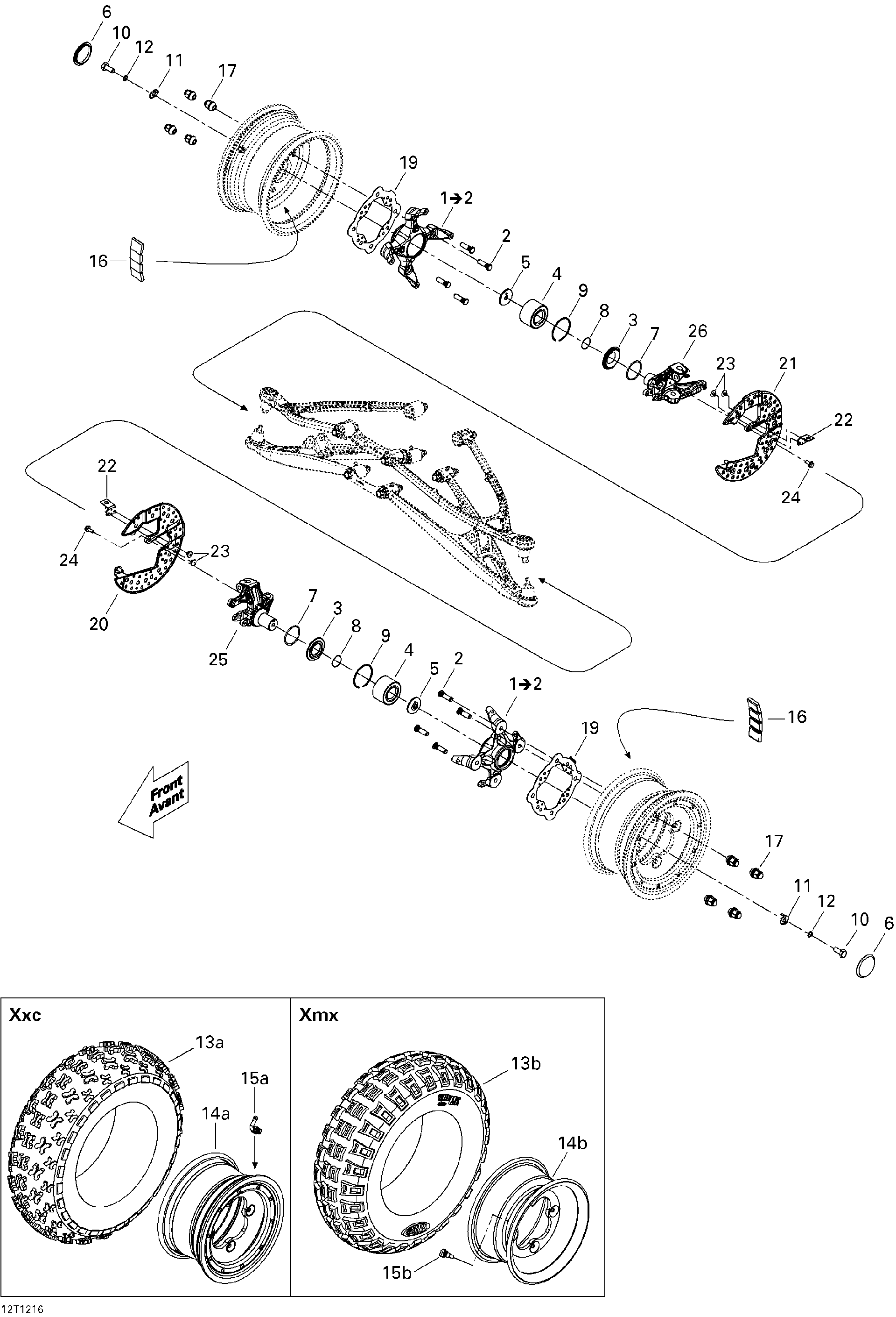 An Image of a Genuine Can-Am Parts Schematic Diagram showing the schematic - DRIVE SYSTEM FRONT