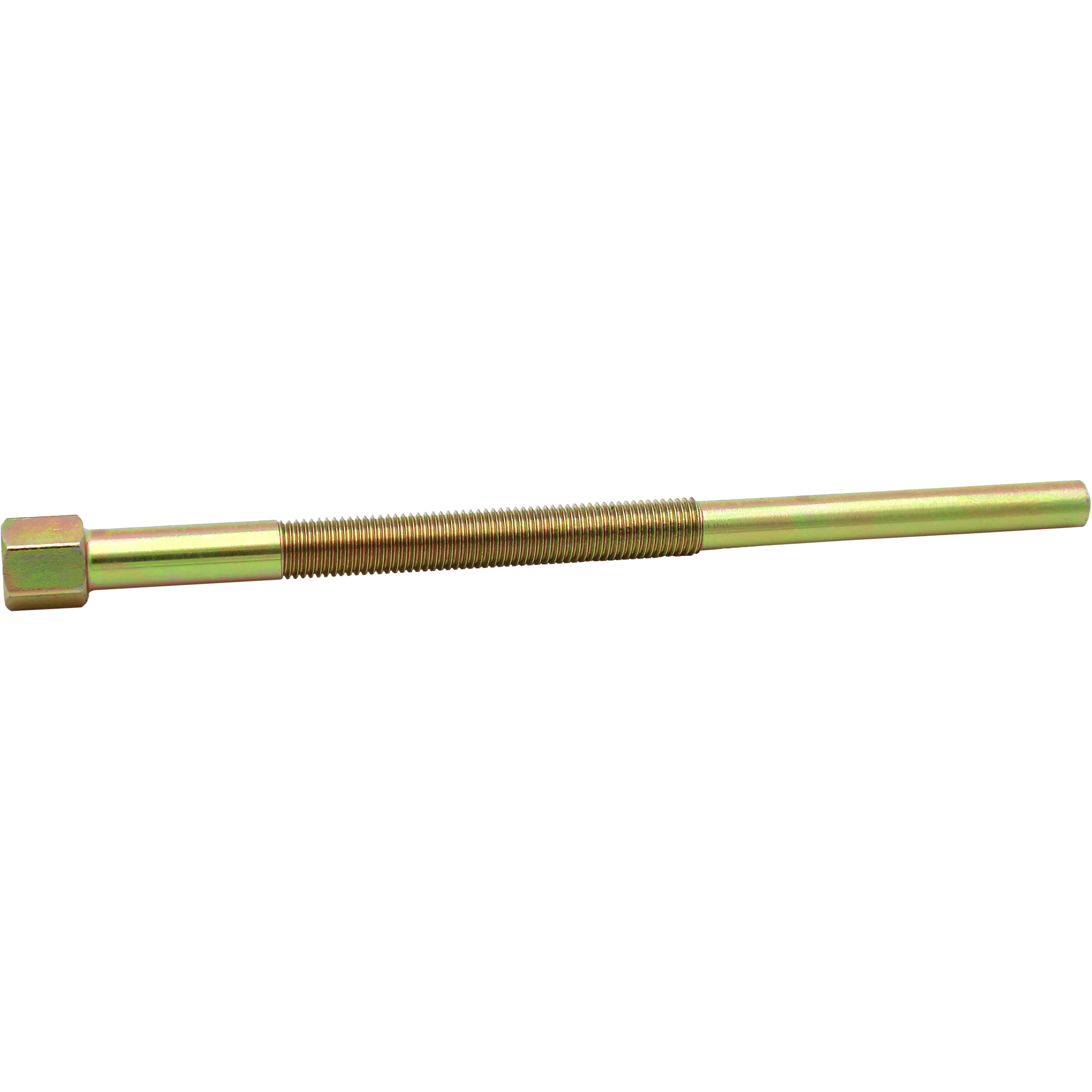 A gold-colored Clutch Puller Cf Moto by EPI, made from heat-treated steel with a hexagonal head and partially threaded shaft, set against a plain background.