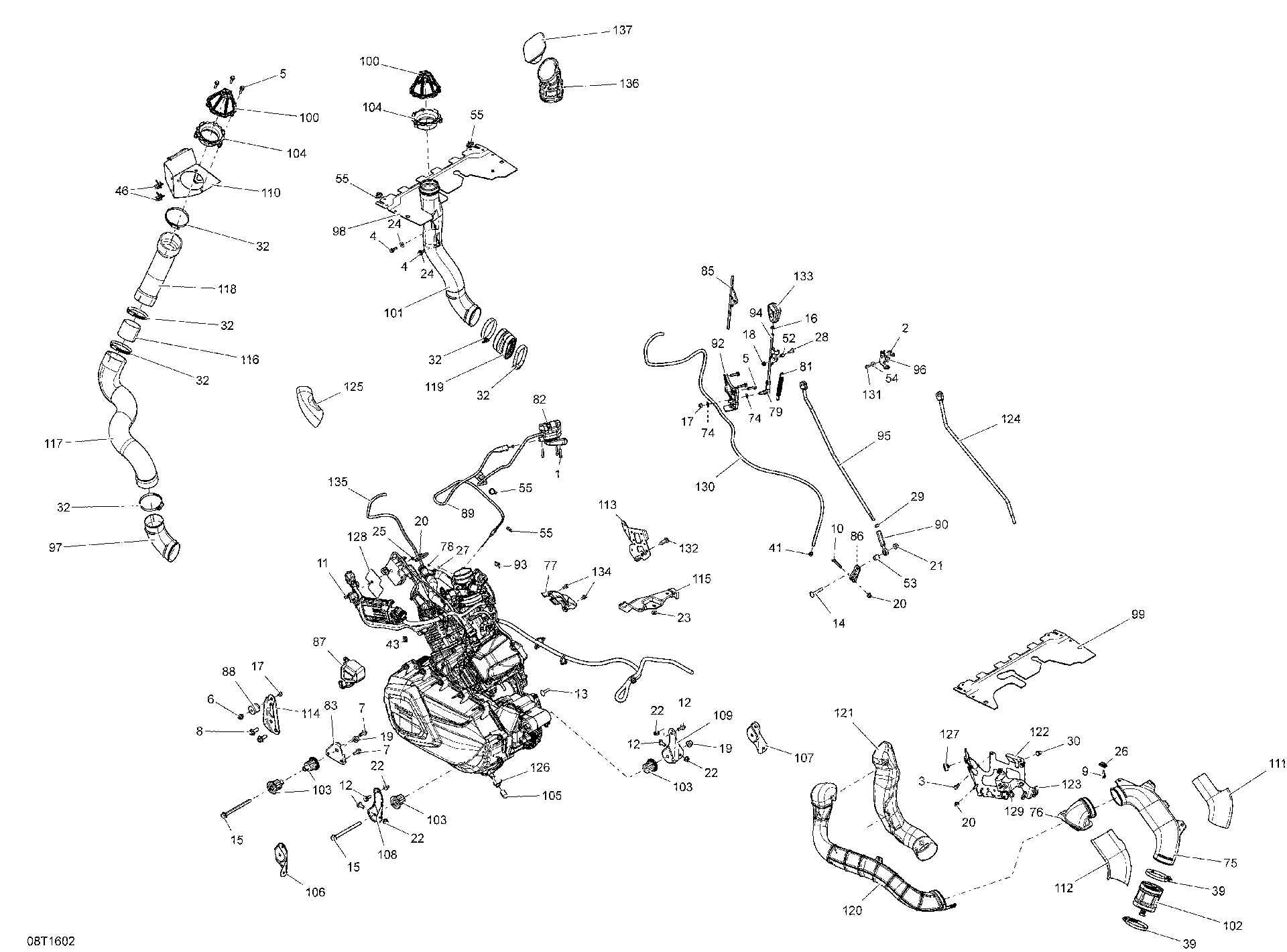 An Image of a Genuine Can-Am Parts Schematic Diagram showing the schematic - ENGINE AND ENGINE SUPPORT - ALL MODELS
