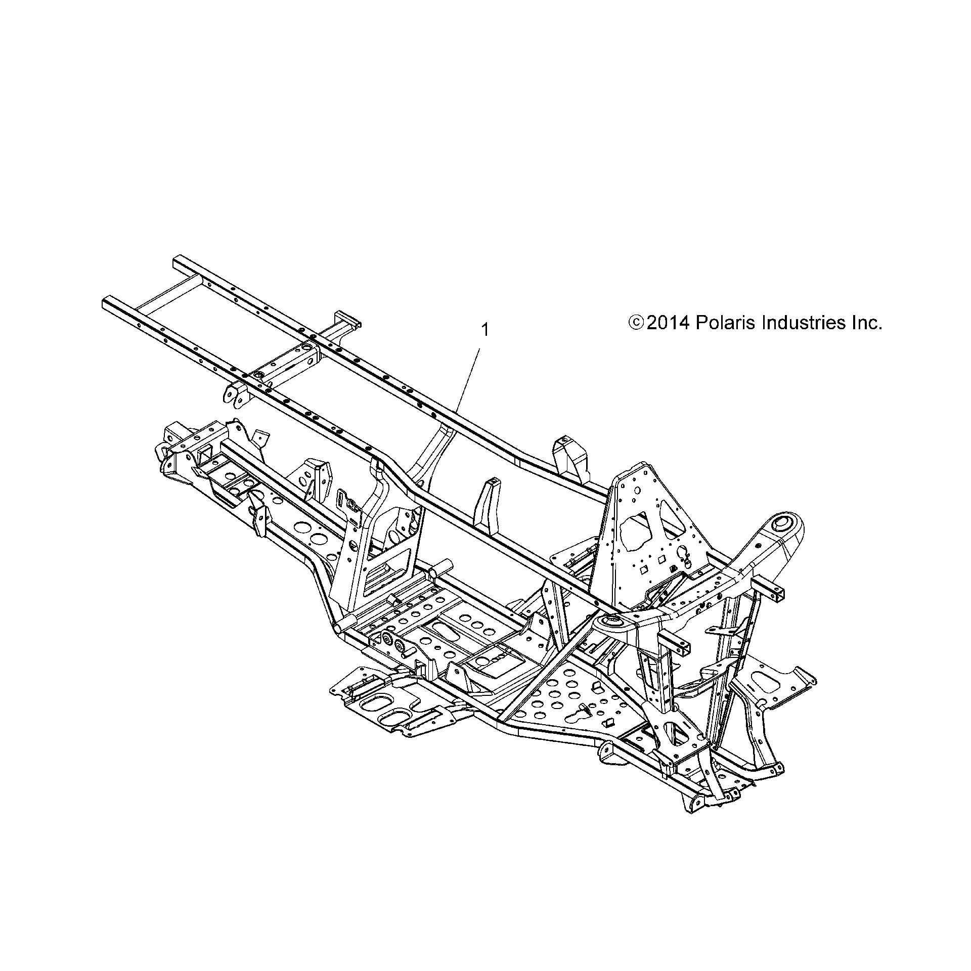 An Image of a Genuine Polaris Parts Schematic Diagram showing the schematic - CHASSIS: FRAME - 2016 POLARIS SPORTSMAN 570 EFI X2 EPS