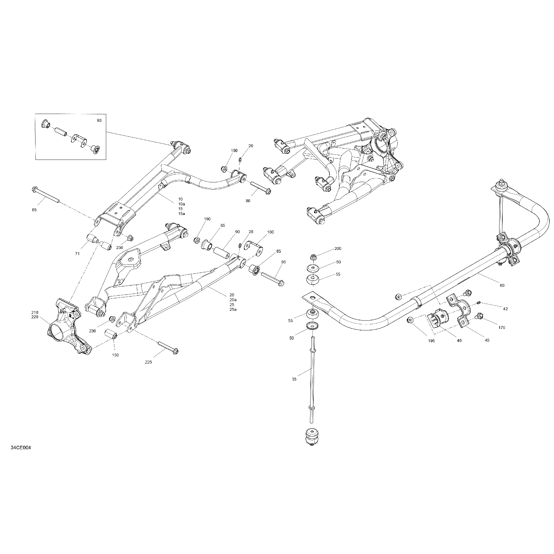 An Image of a Genuine Can-Am Parts Schematic Diagram showing the schematic - SUSPENSION - REAR COMPONENTS