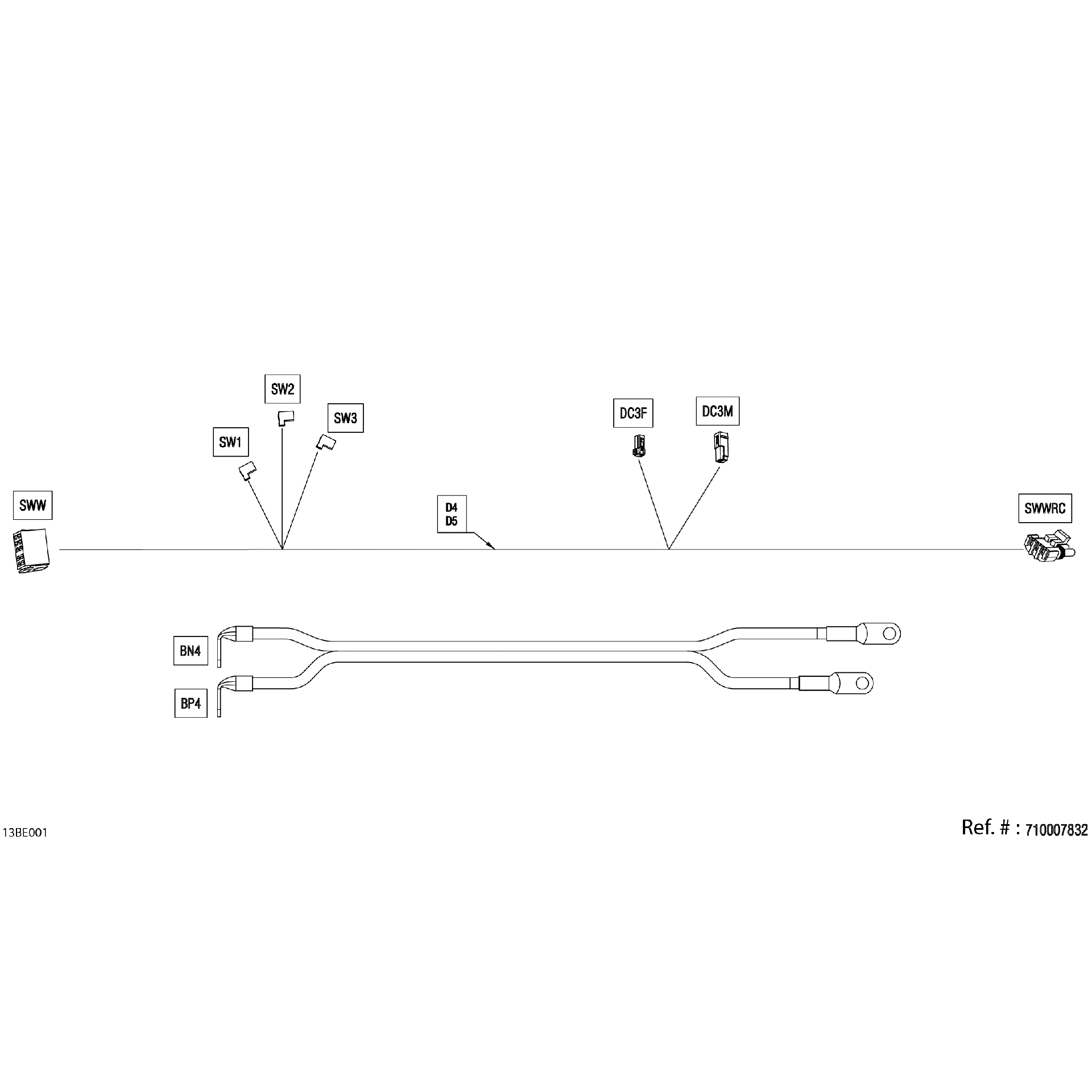 An Image of a Genuine Can-Am Parts Schematic Diagram showing the schematic - ELECTRIC - WINCH WIRING HARNESS - 710007832