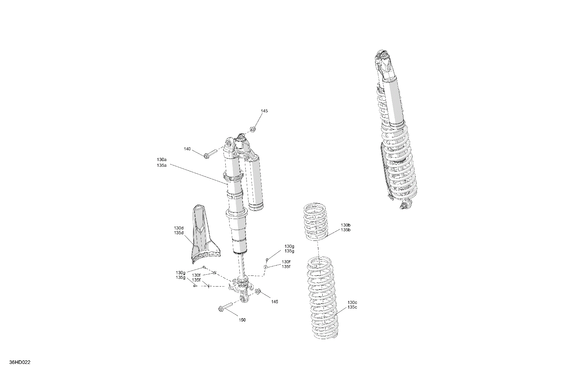 An Image of a Genuine Can-Am Parts Schematic Diagram showing the schematic - SUSPENSION - REAR SHOCKS