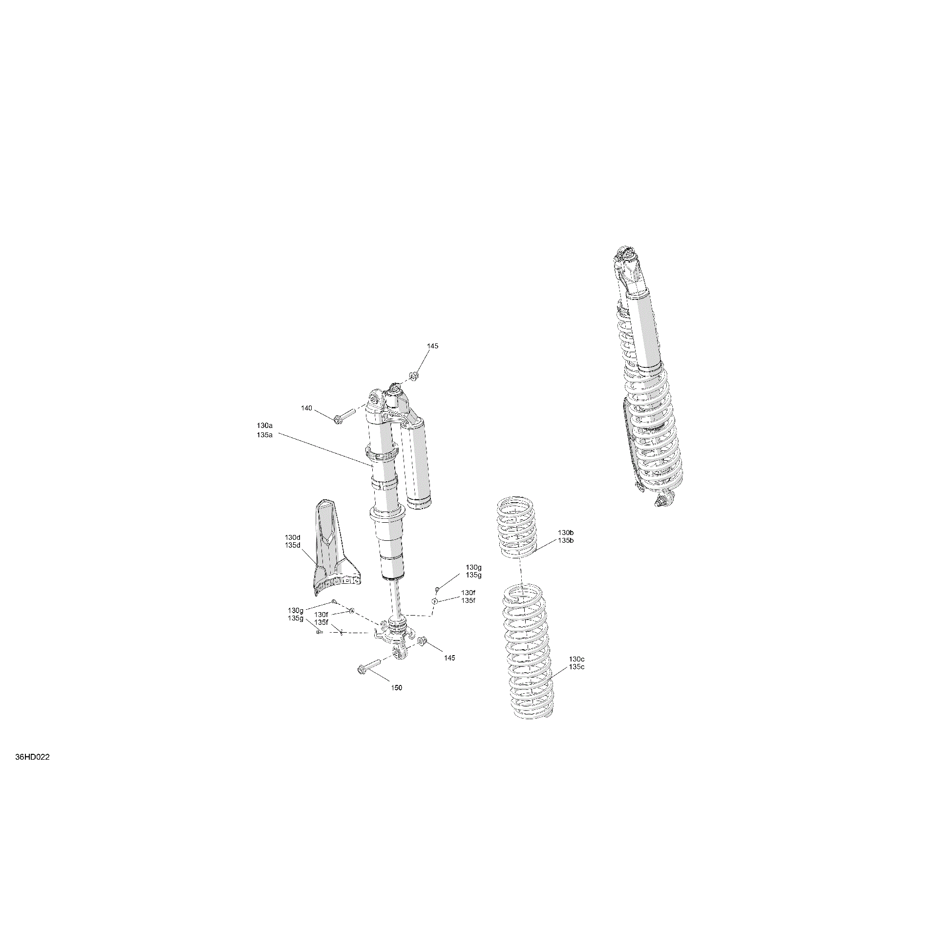 An Image of a Genuine Can-Am Parts Schematic Diagram showing the schematic - SUSPENSION - REAR SHOCKS