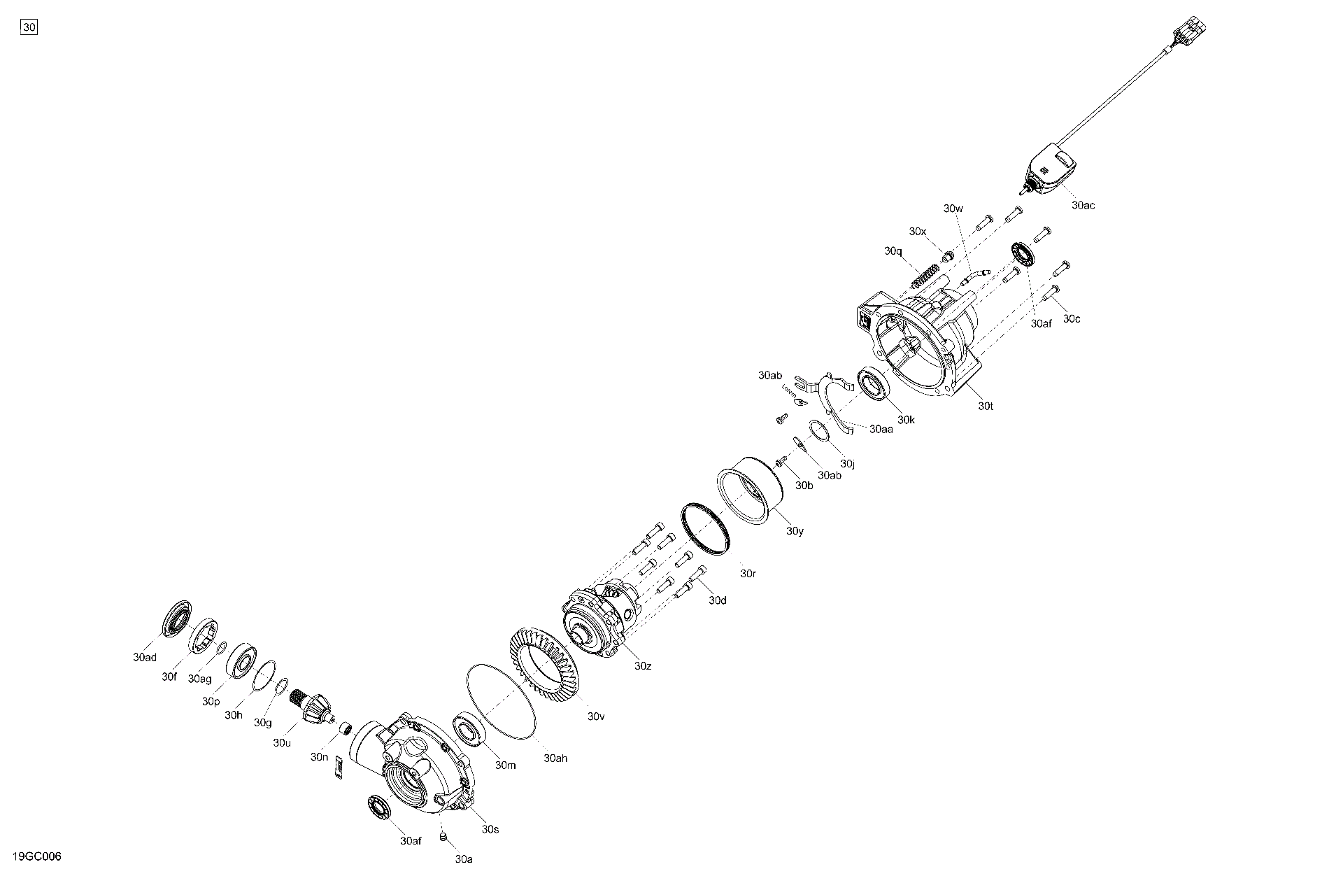 An Image of a Genuine Can-Am Parts Schematic Diagram showing the schematic - DRIVE - FRONT - DIFFERENTIAL PARTS