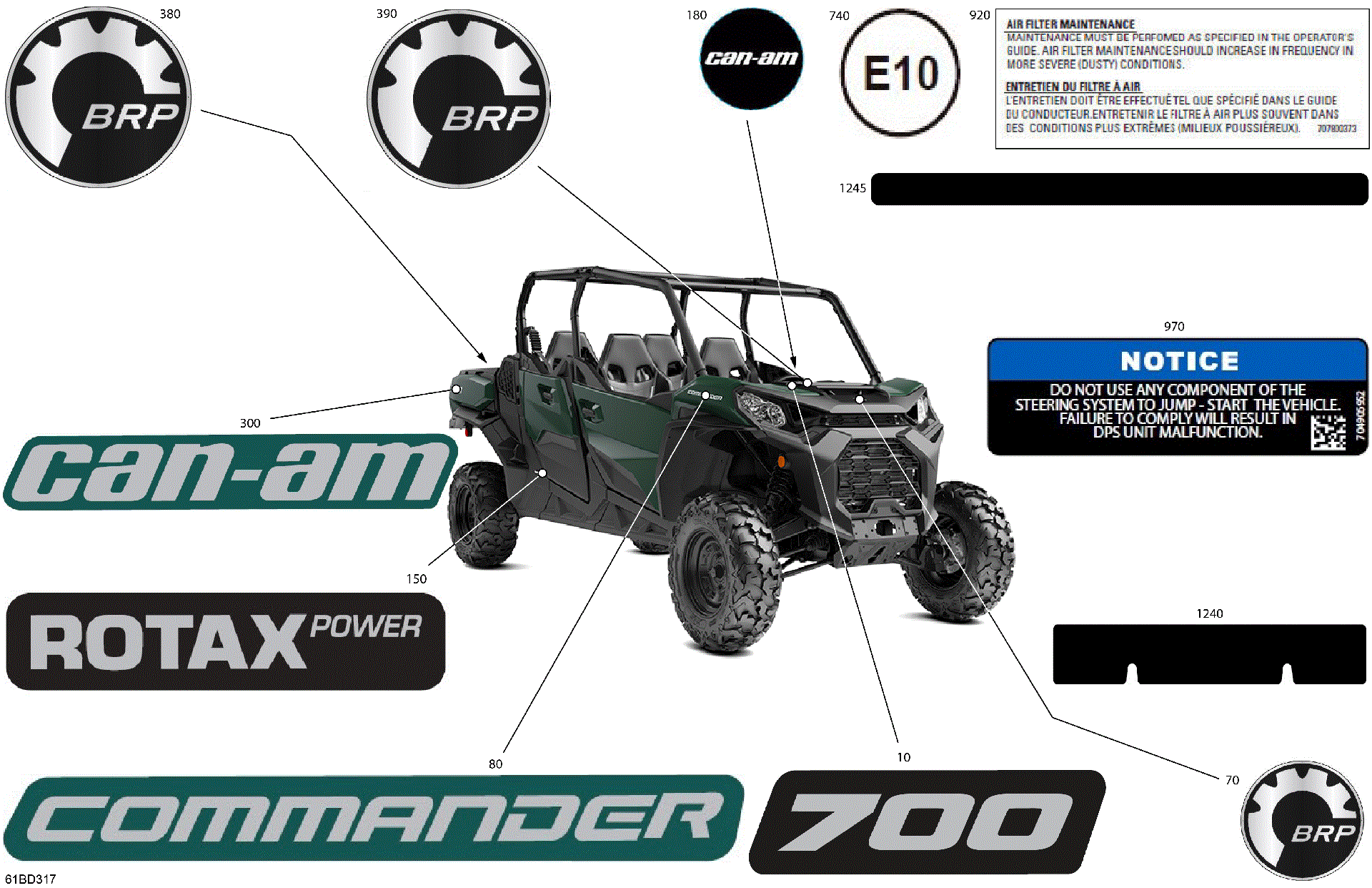 An Image of a Genuine Can-Am Parts Schematic Diagram showing the schematic - BODY - DECALS