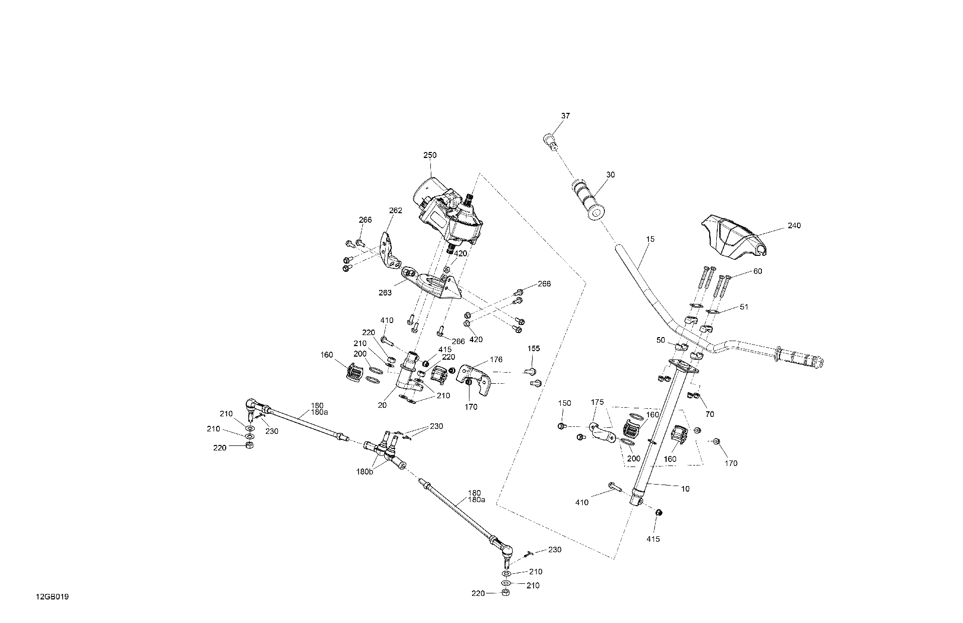 An Image of a Genuine Can-Am Parts Schematic Diagram showing the schematic - MECHANIC - STEERING