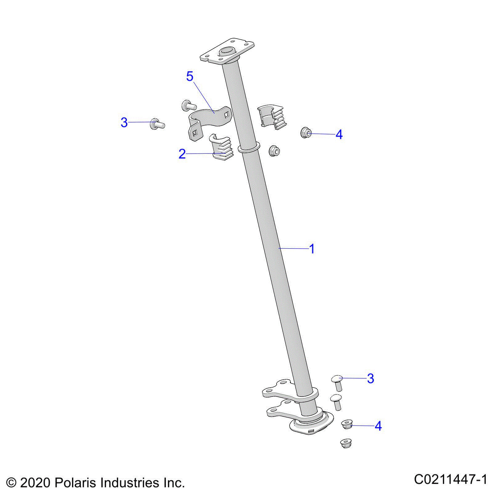 An Image of a Genuine Polaris Parts Schematic Diagram showing the schematic - STEERING: POST - 2024 POLARIS SPORTSMAN TOURING 570 EPS