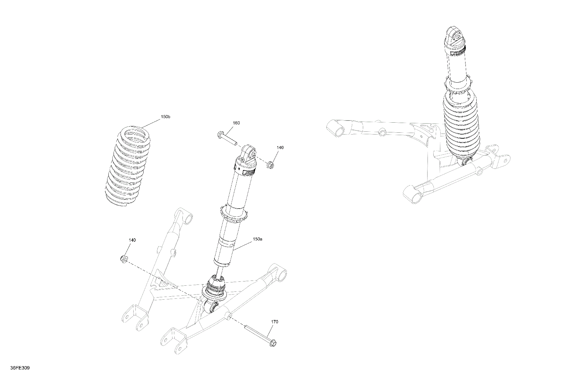 An Image of a Genuine Can-Am Parts Schematic Diagram showing the schematic - SUSPENSION - REAR SHOCKS