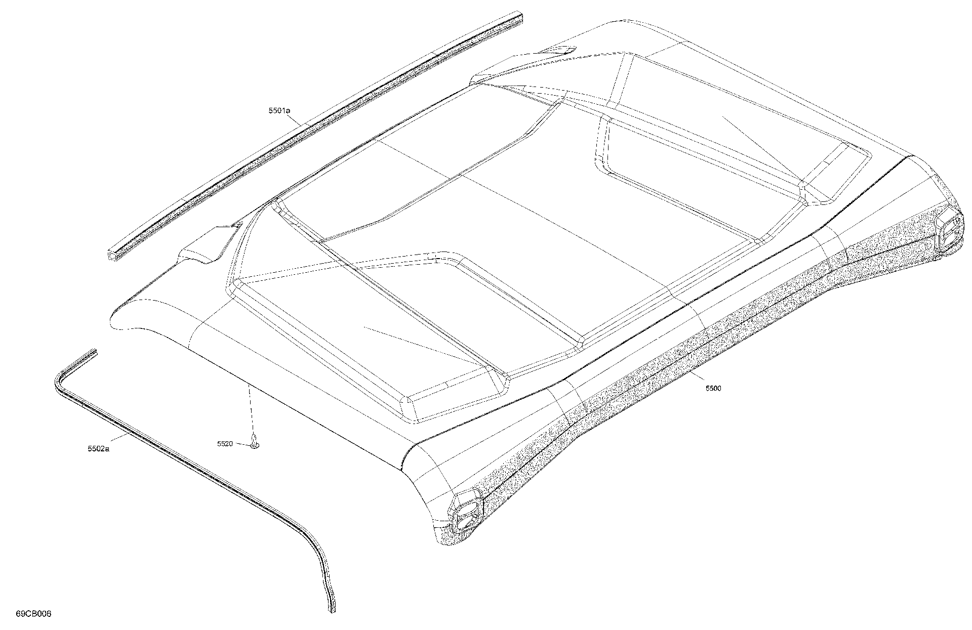 An Image of a Genuine Can-Am Parts Schematic Diagram showing the schematic - BODY - ROOF