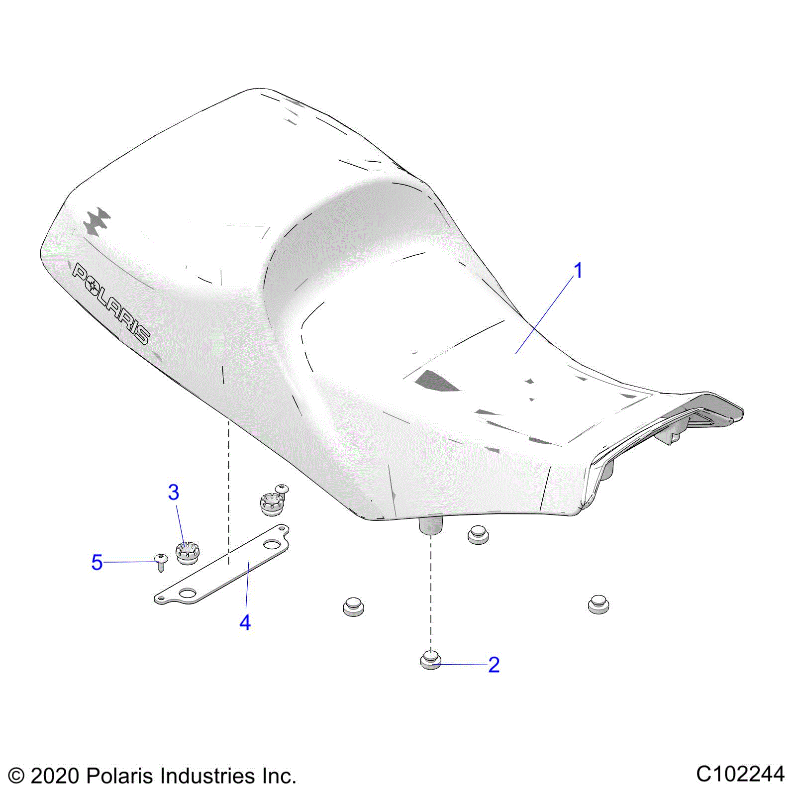 An Image of a Genuine Polaris Parts Schematic Diagram showing the schematic - BODY: SEAT - 2023 POLARIS SPORTSMAN 570 6X6