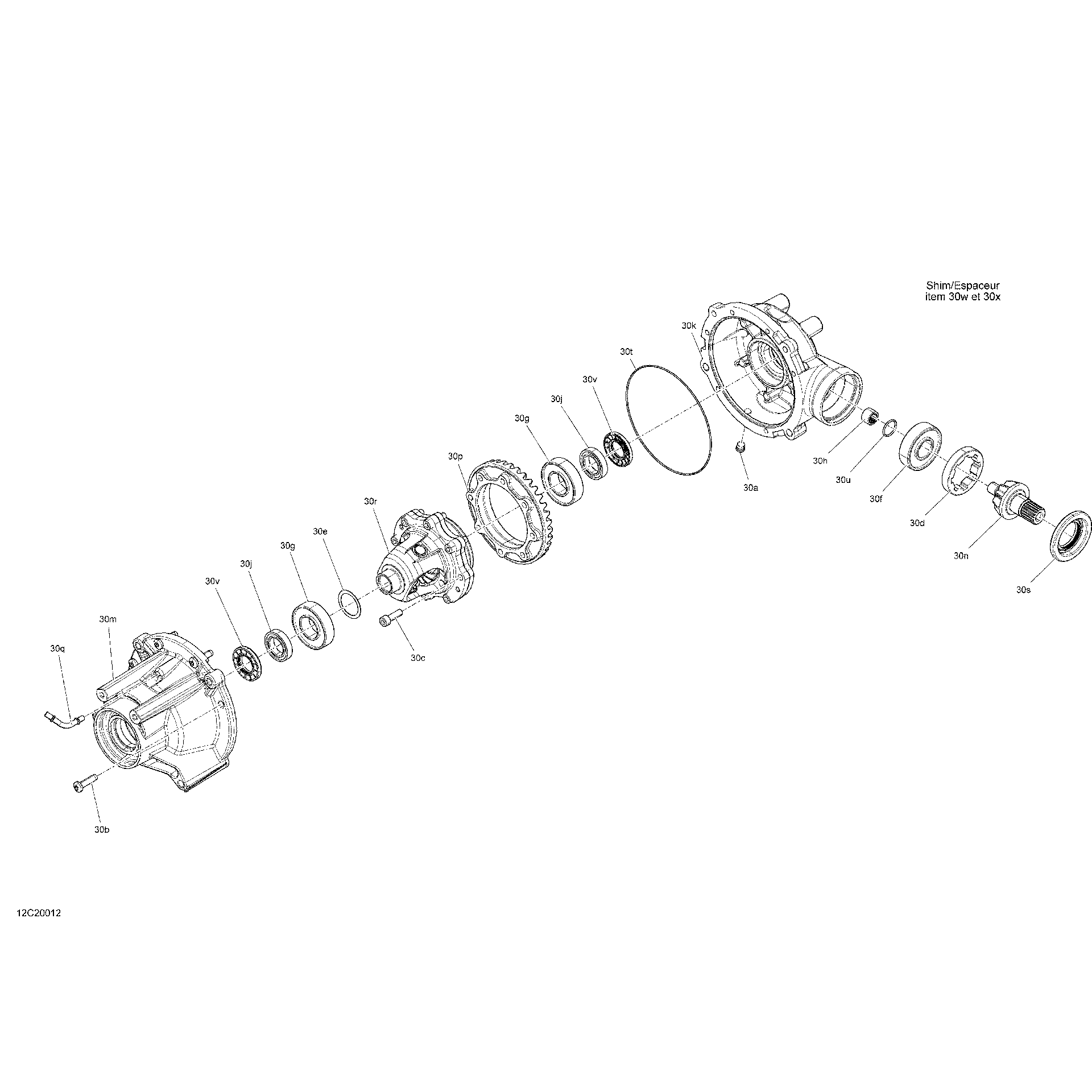 An Image of a Genuine Can-Am Parts Schematic Diagram showing the schematic - FRONT DRIVE - DIFFERENTIAL PARTS
