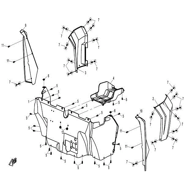 An Image of a Genuine CFMOTO Parts Schematic Diagram showing the schematic - PLASTIC II - 2015 CFMOTO ZFORCE 600