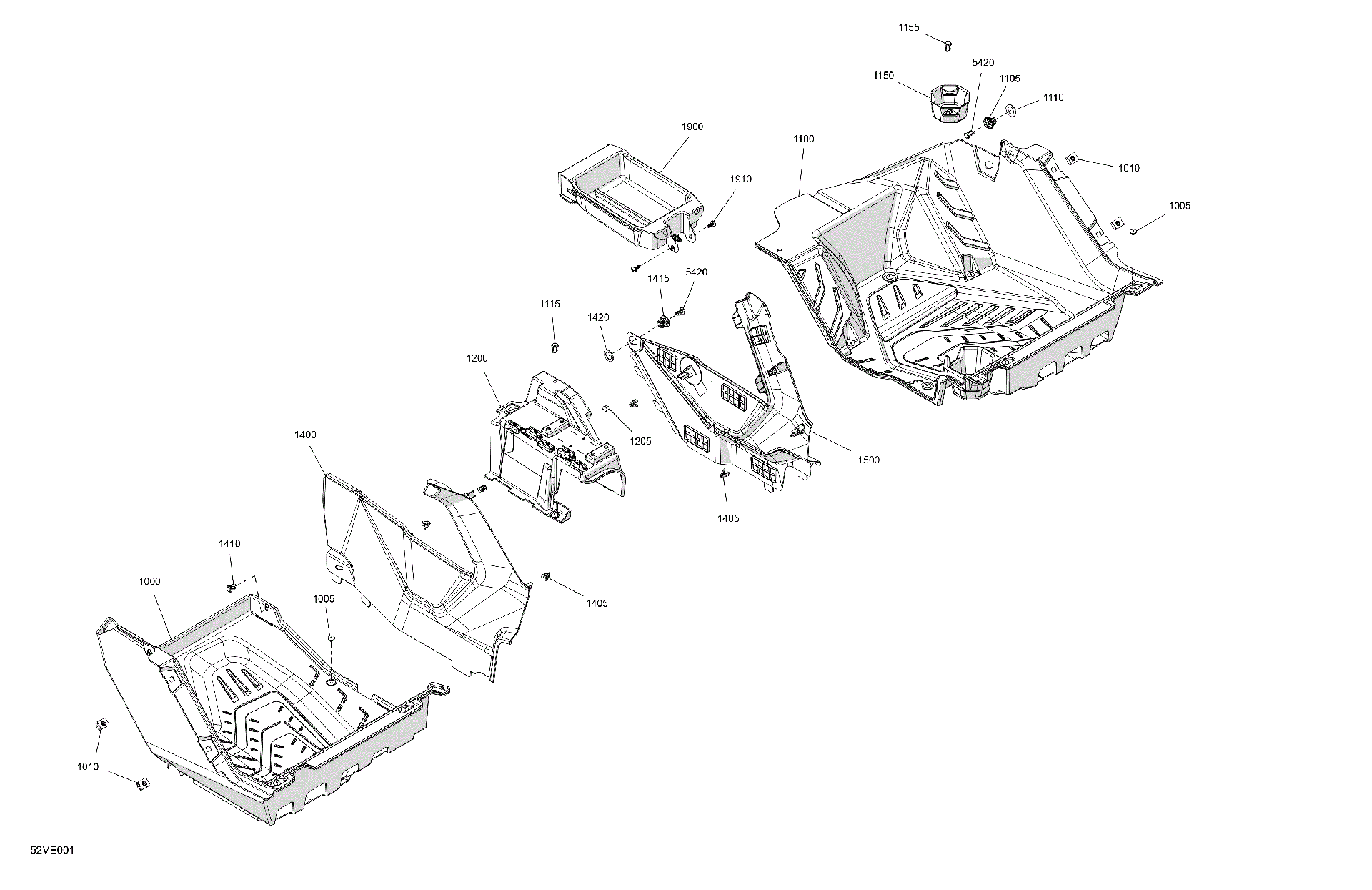 An Image of a Genuine Can-Am Parts Schematic Diagram showing the schematic - CAB INTERIOR - FLOOR