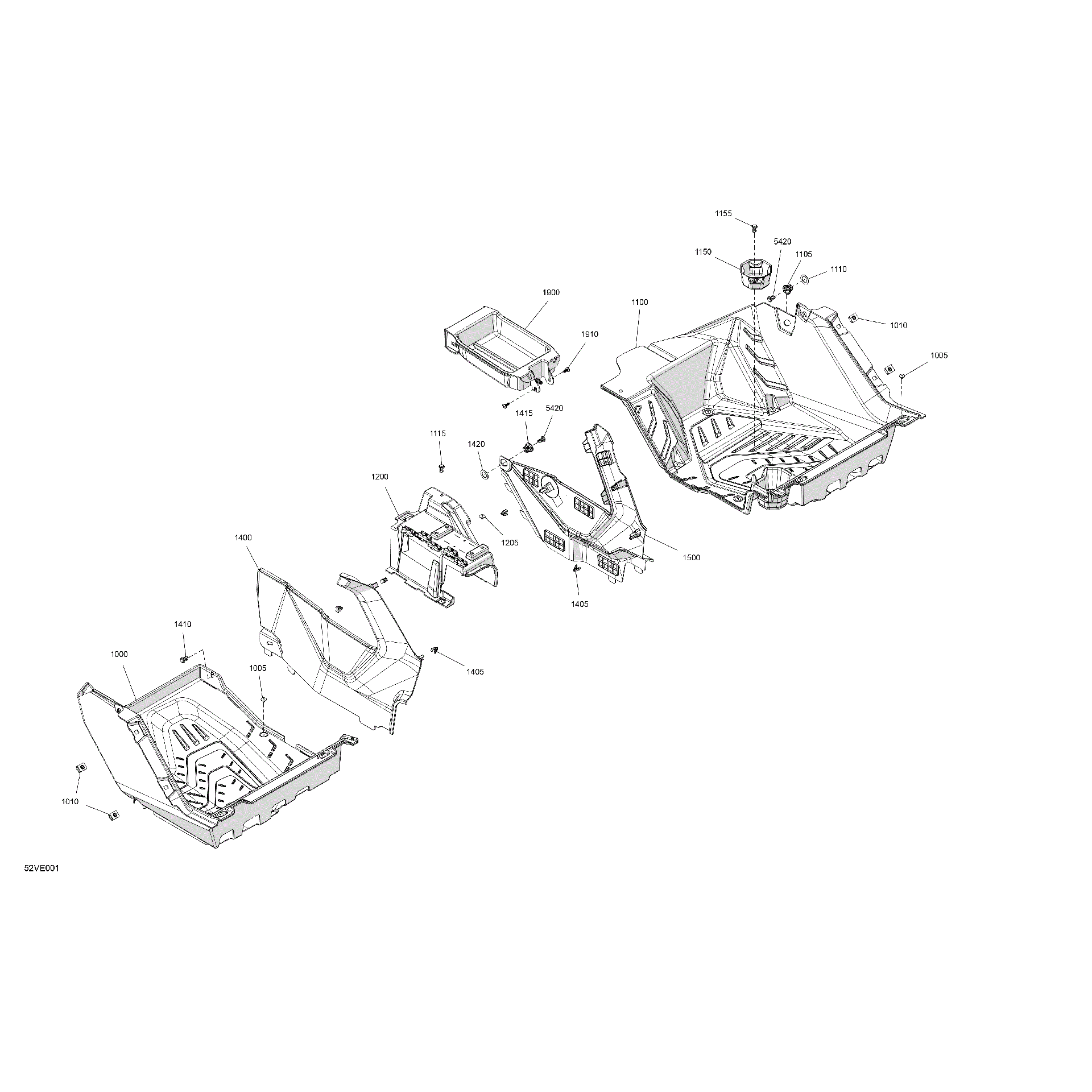 An Image of a Genuine Can-Am Parts Schematic Diagram showing the schematic - CAB INTERIOR - FLOOR