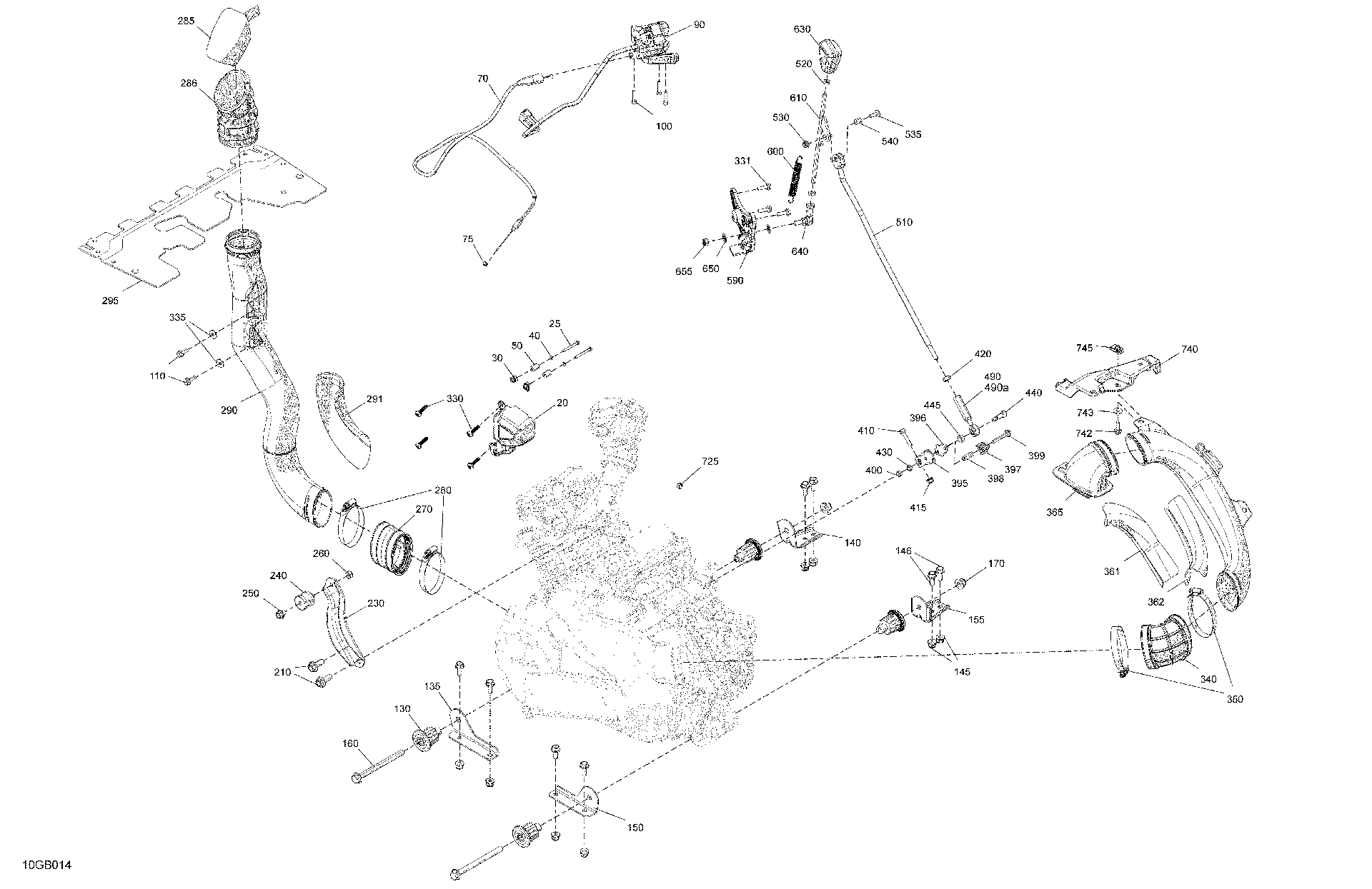 An Image of a Genuine Can-Am Parts Schematic Diagram showing the schematic - ENGINE - SYSTEM