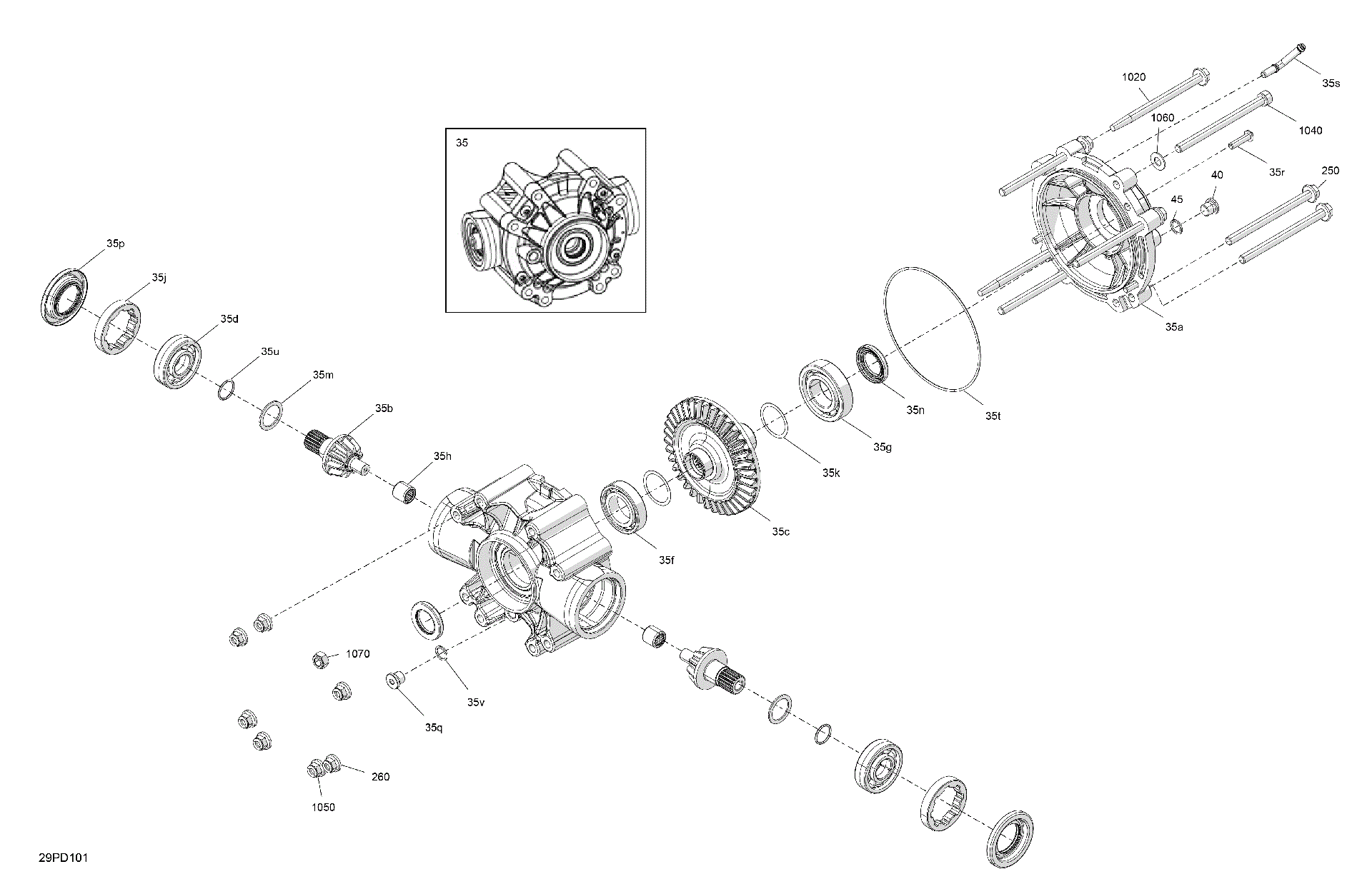 An Image of a Genuine Can-Am Parts Schematic Diagram showing the schematic - DRIVE - MIDDLE DRIVE UNIT
