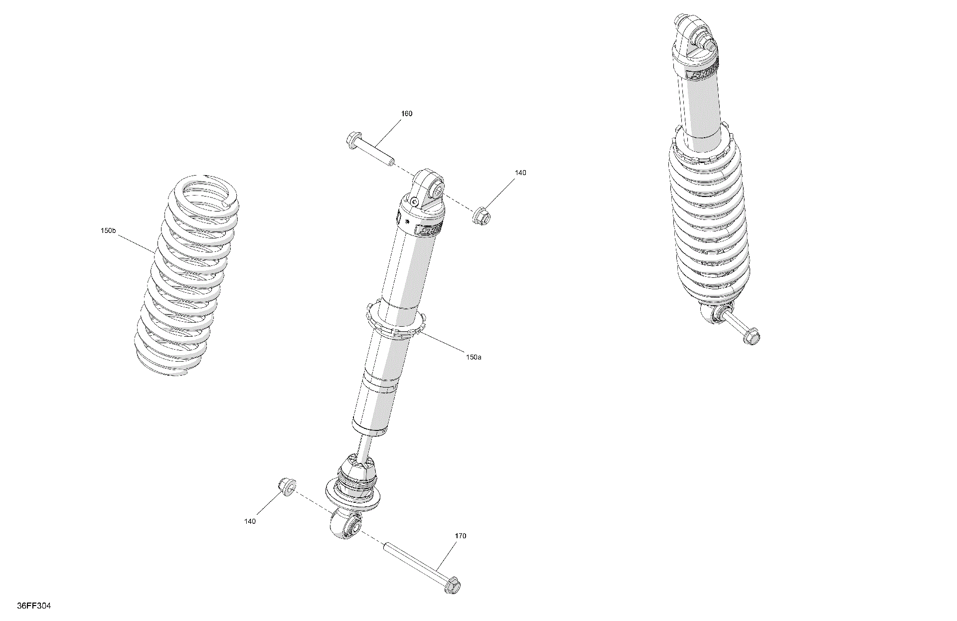 An Image of a Genuine Can-Am Parts Schematic Diagram showing the schematic - SUSPENSION - REAR SHOCKS